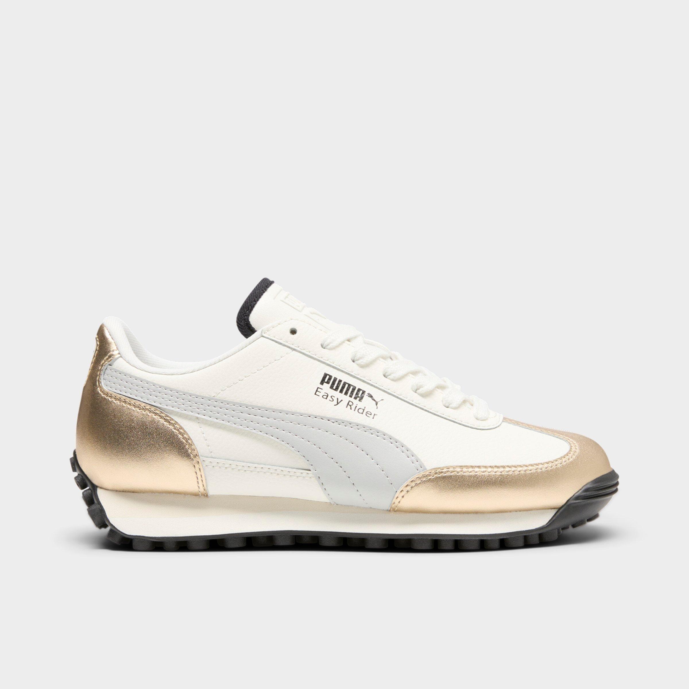 PUMA Big Kids Easy Rider Mixed Metals Casual Shoes in Warm White/PUMA Gold/Glacial Gray Size: 4.0