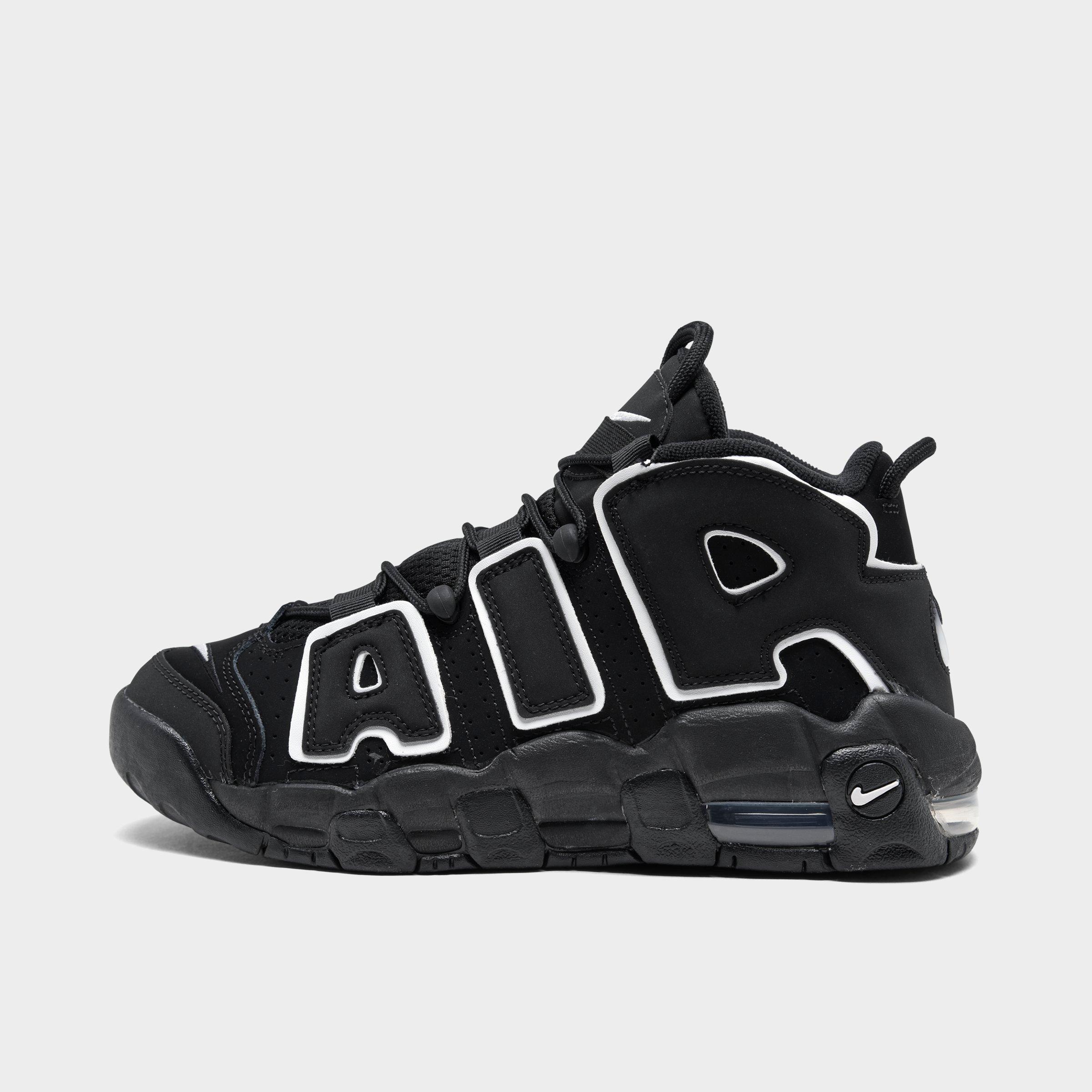 Nike Big Kids Air More Uptempo Basketball Shoes in Black/White Size: 5.5