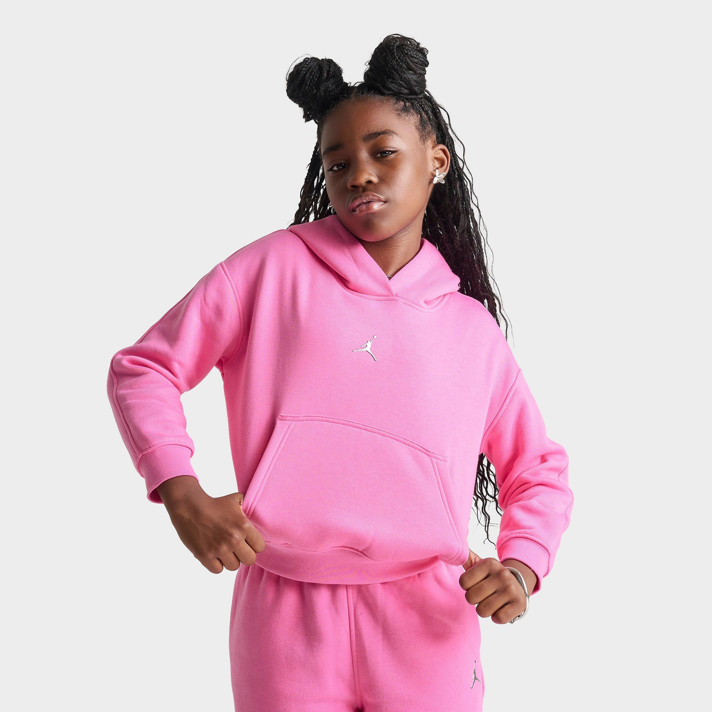 Jordan Girls Big Kids Brooklyn Pullover Hoodie in Gym Pink Size: Small