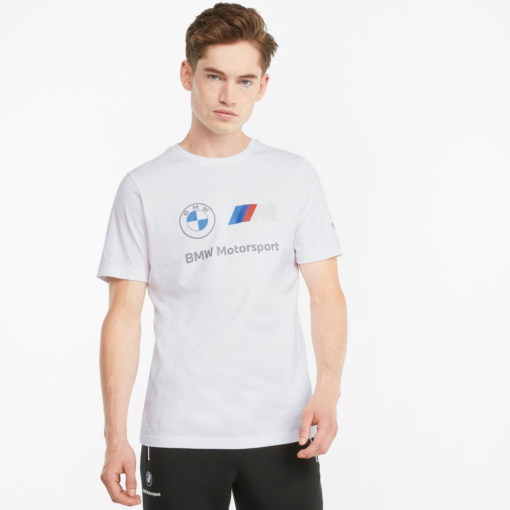 PUMA Men's BMW M Motorsports Essential Logo T-Shirt in Puma White Size: Small