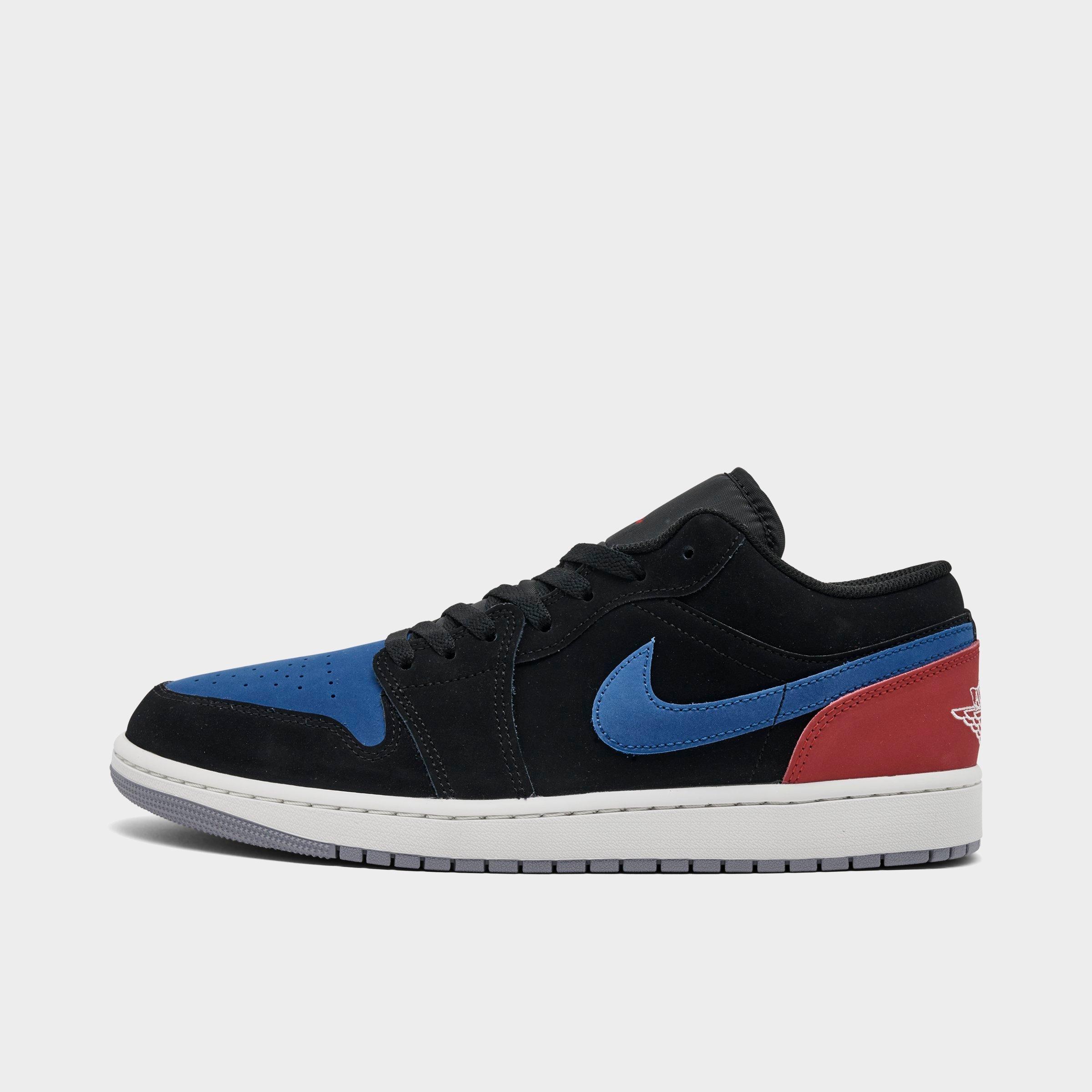 Jordan Men's Air Retro 1 Low Casual Shoes in Black/True Blue/Varsity Red Size: 11.0