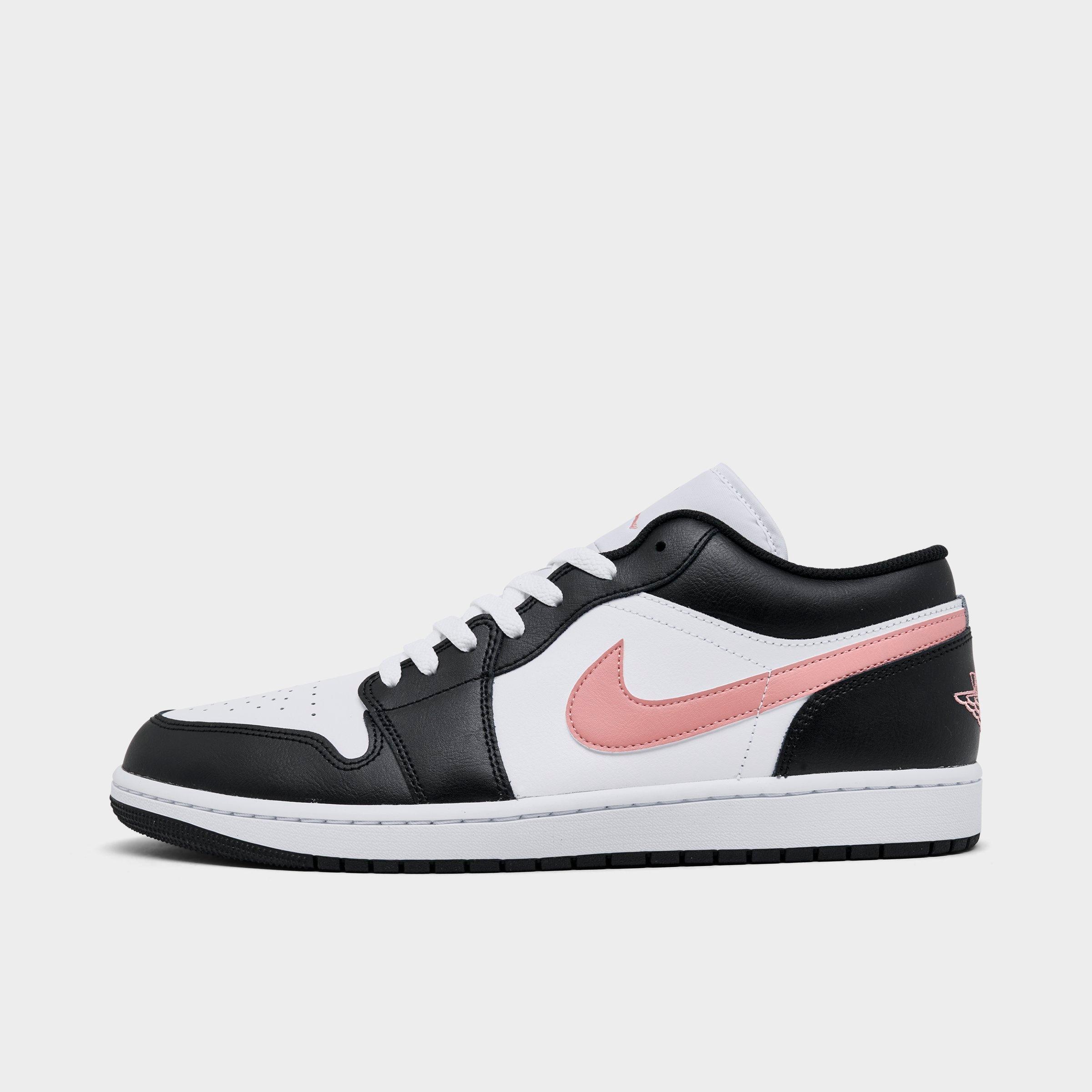 Jordan Men's Air Retro 1 Low Casual Shoes in White/Black/Rust Pink Size: 8.0