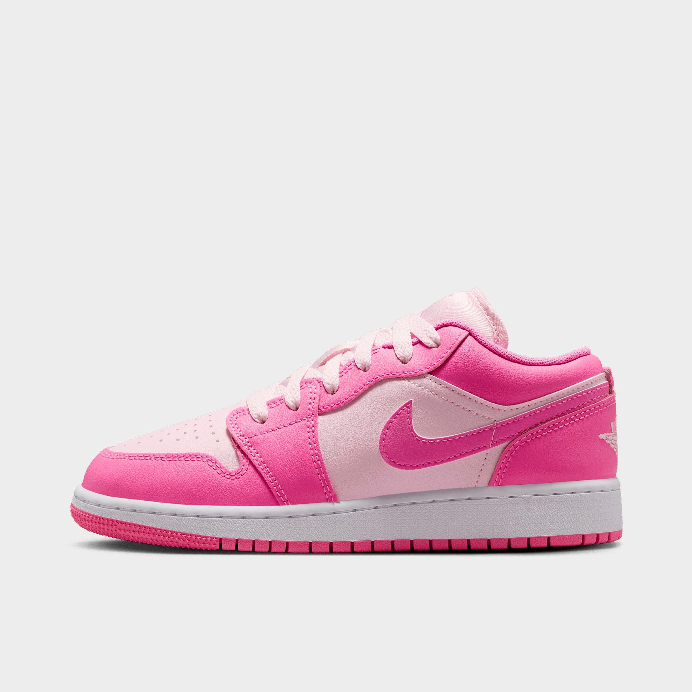 Jordan Big Kids Air Retro 1 Low Casual Shoes in China Rose/White/Pink Foam Size: 7.0