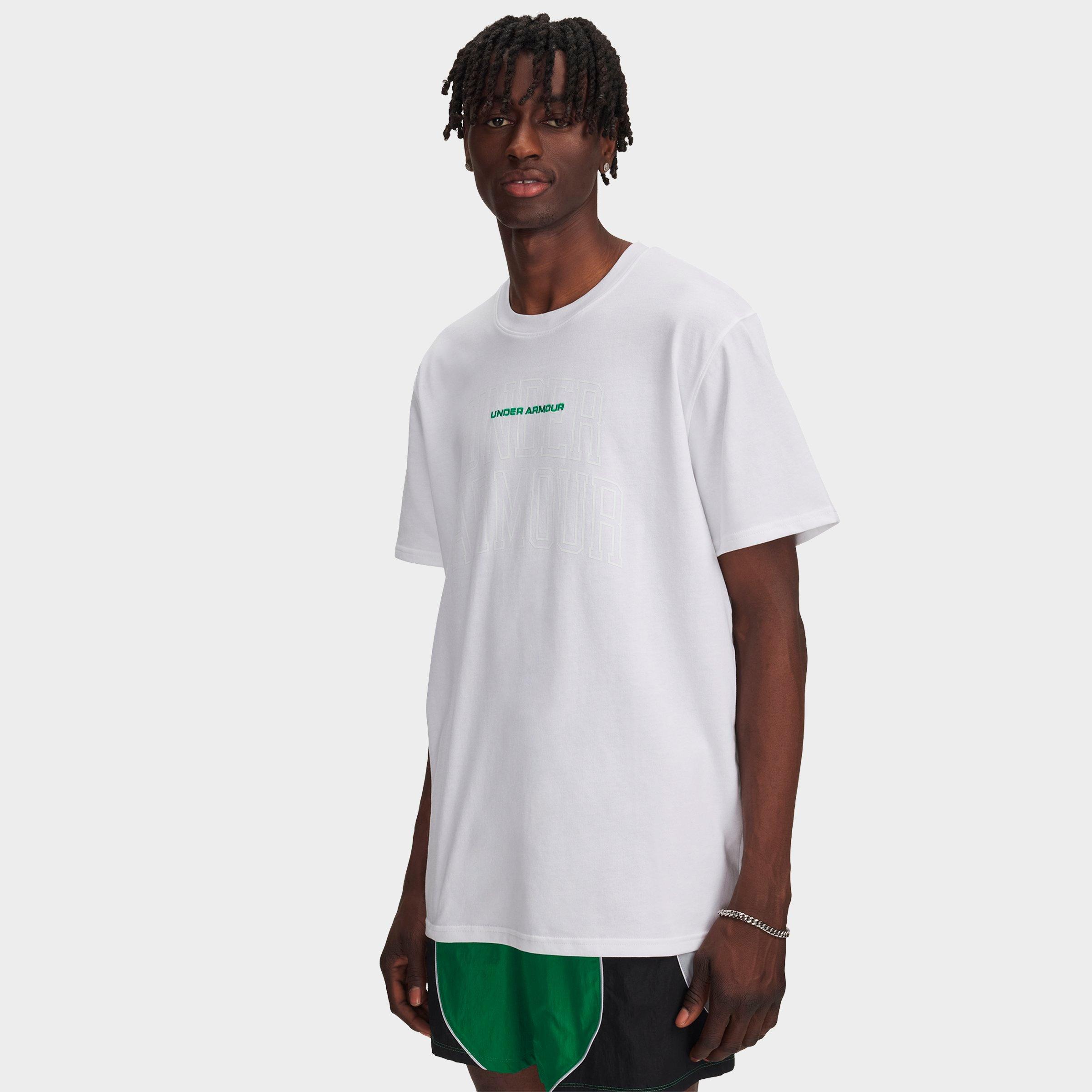 Under Armour Men's UA Heavyweight Varsity Mix T-Shirt in White/Team Kelly Green Size: Small