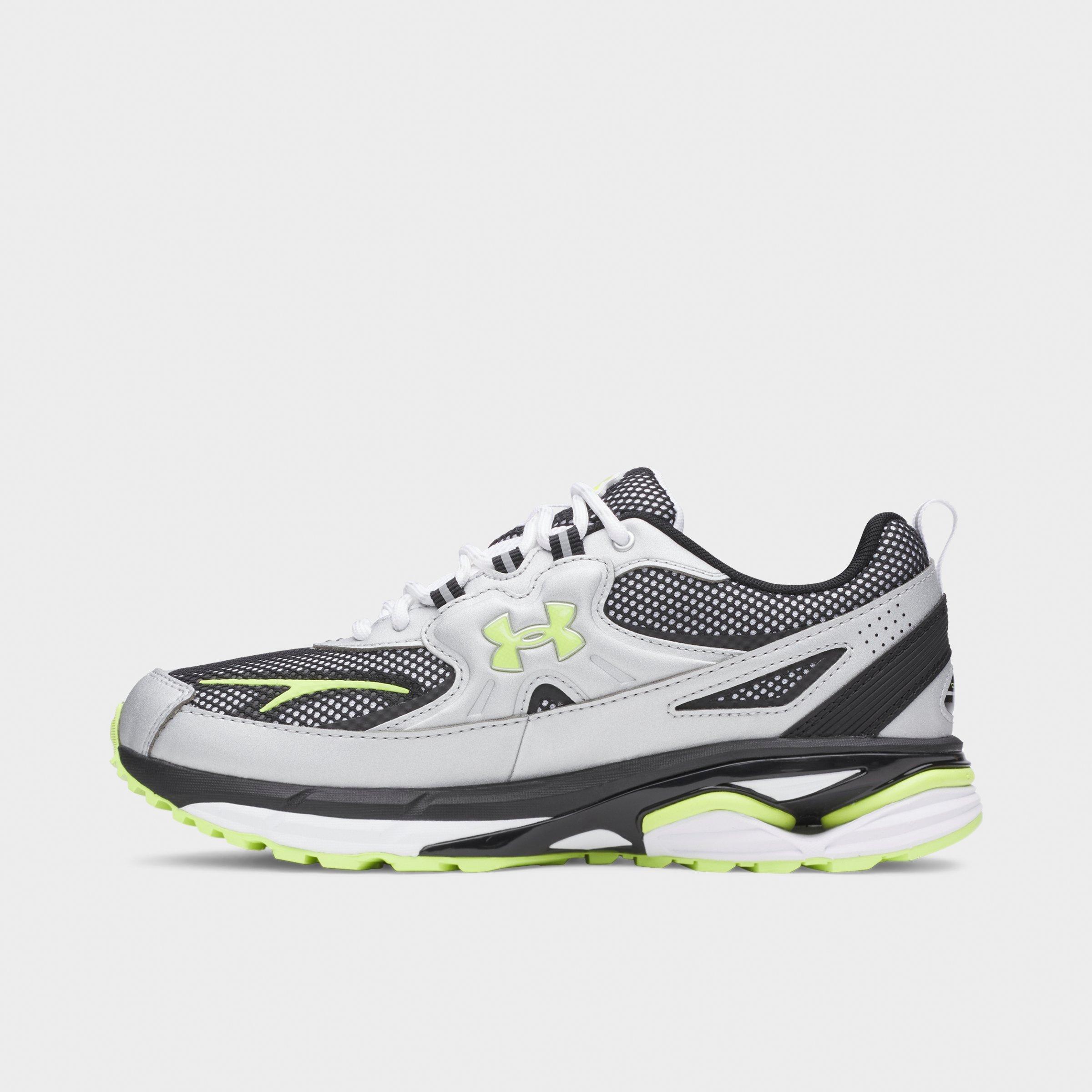 Under Armour Men's UA Apparition Tech Casual Shoes in Metallic Silver/White/Green Citrine Size: 12.0