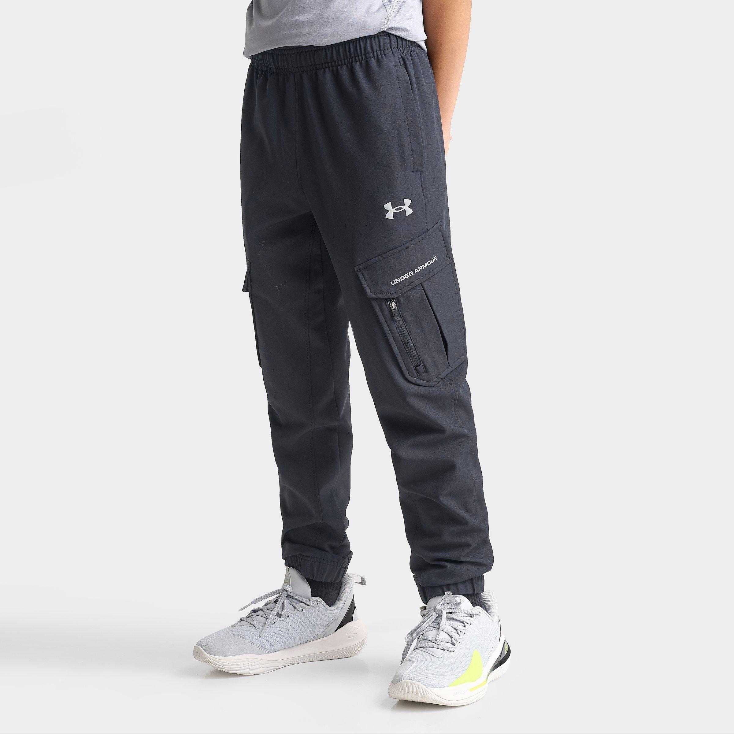 Under Armour Boys Big Kids UA Woven Cargo Jogger Pants in Black/Steel Size: Medium
