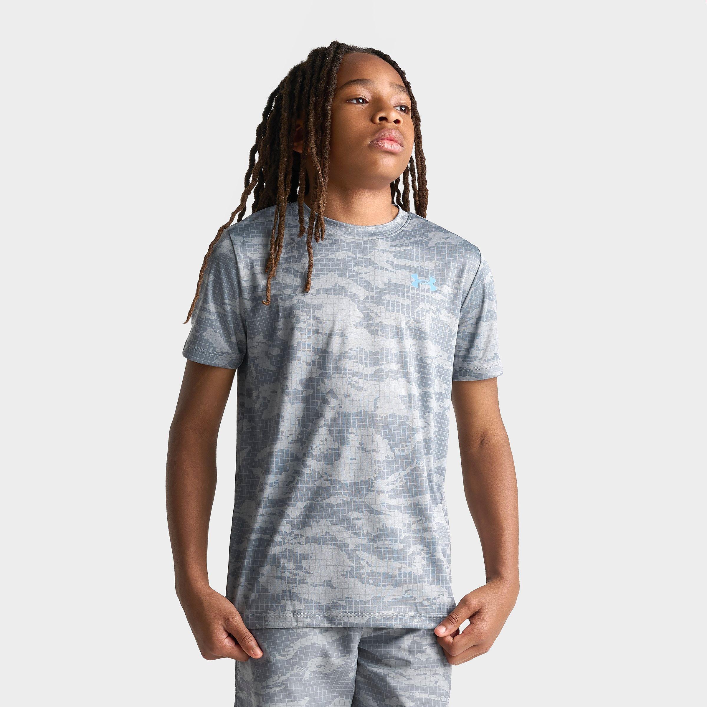 Under Armour Big Kids Grid Camo T-Shirt in Steel Size: Large