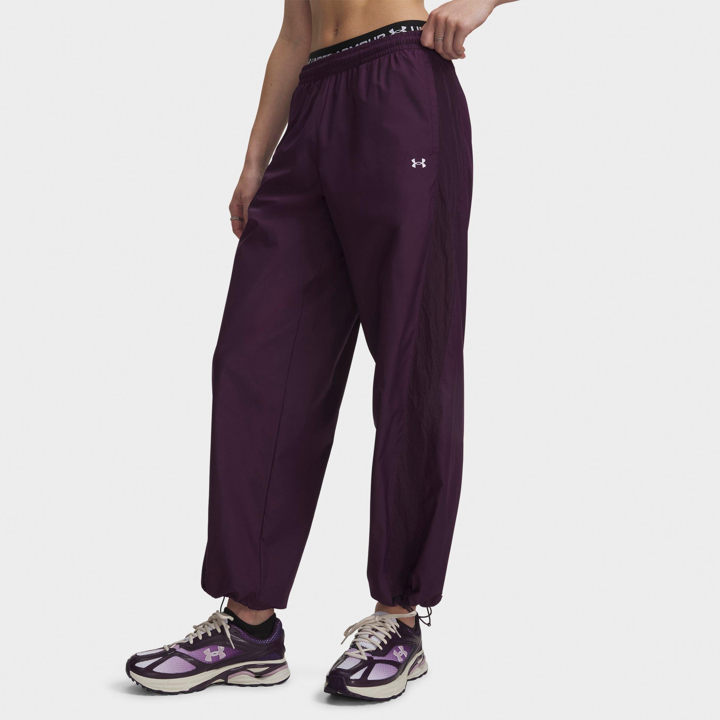 Under Armour Women's Icon Crinkle Woven Pants in Purple Echo/White Size: XL