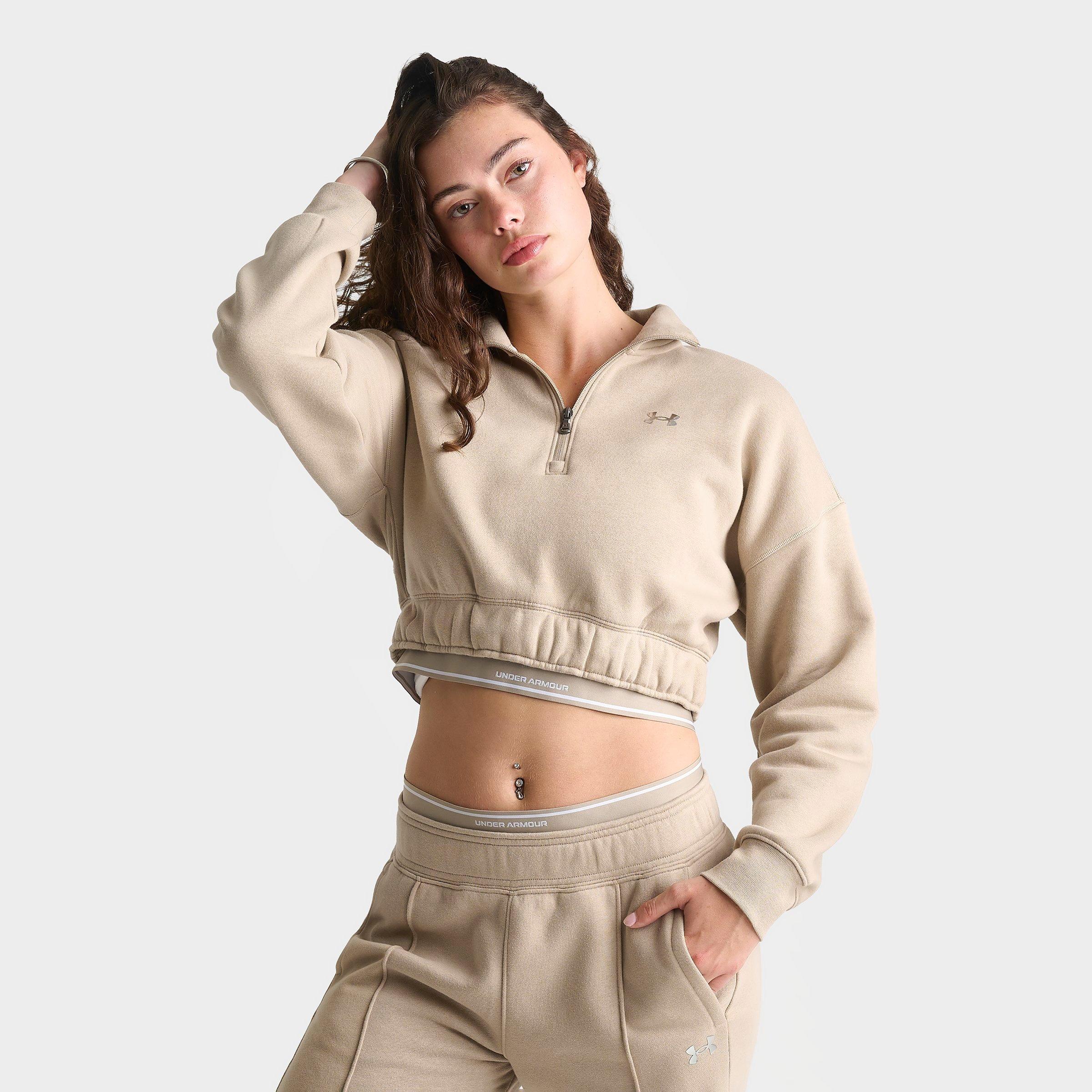 Under Armour Women's Icon Fleece Quarter-Zip Sweatshirt in City Khaki Size: Medium