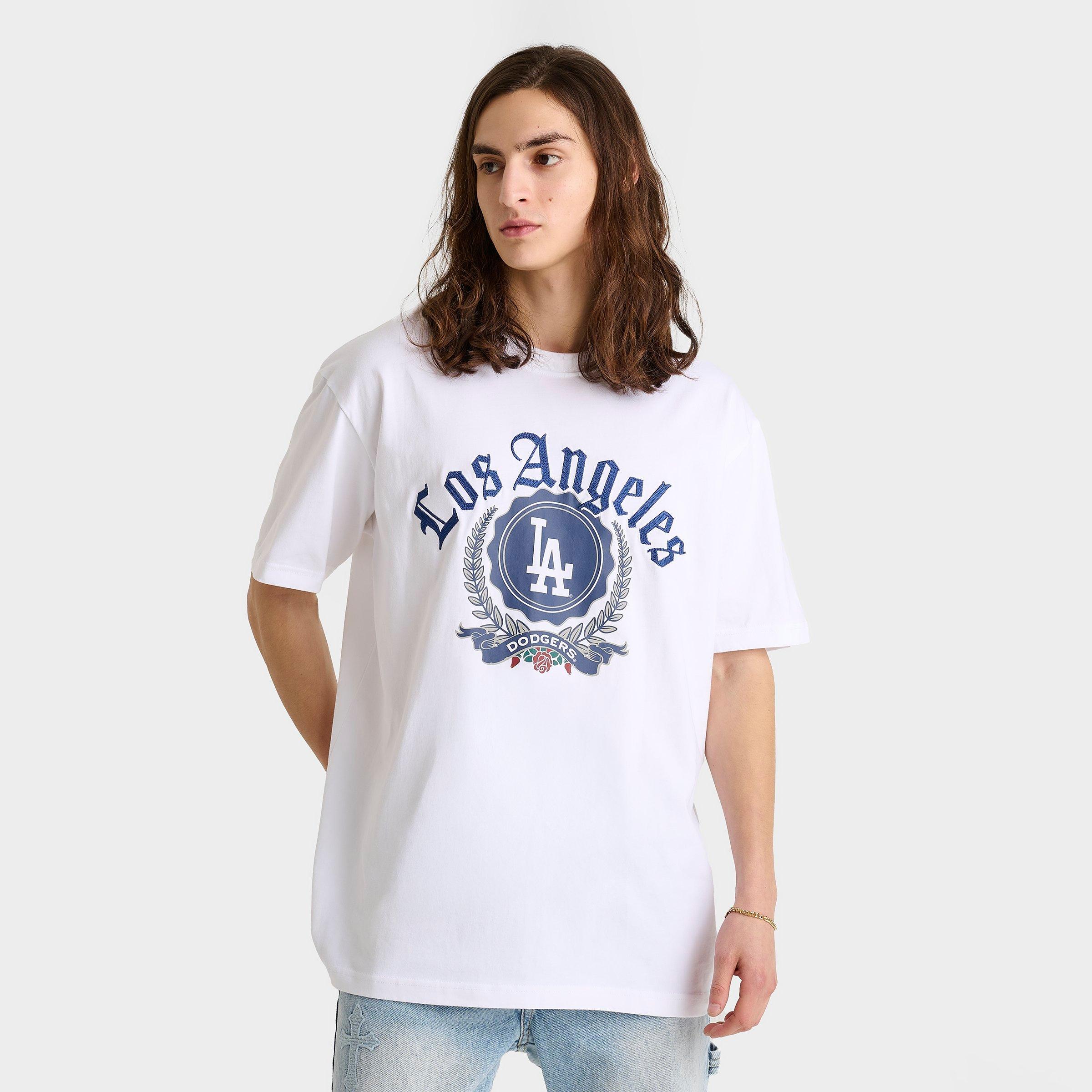 New Era Men's Los Angeles Dodgers MLB Throwback Prep T-Shirt in White Size: Small