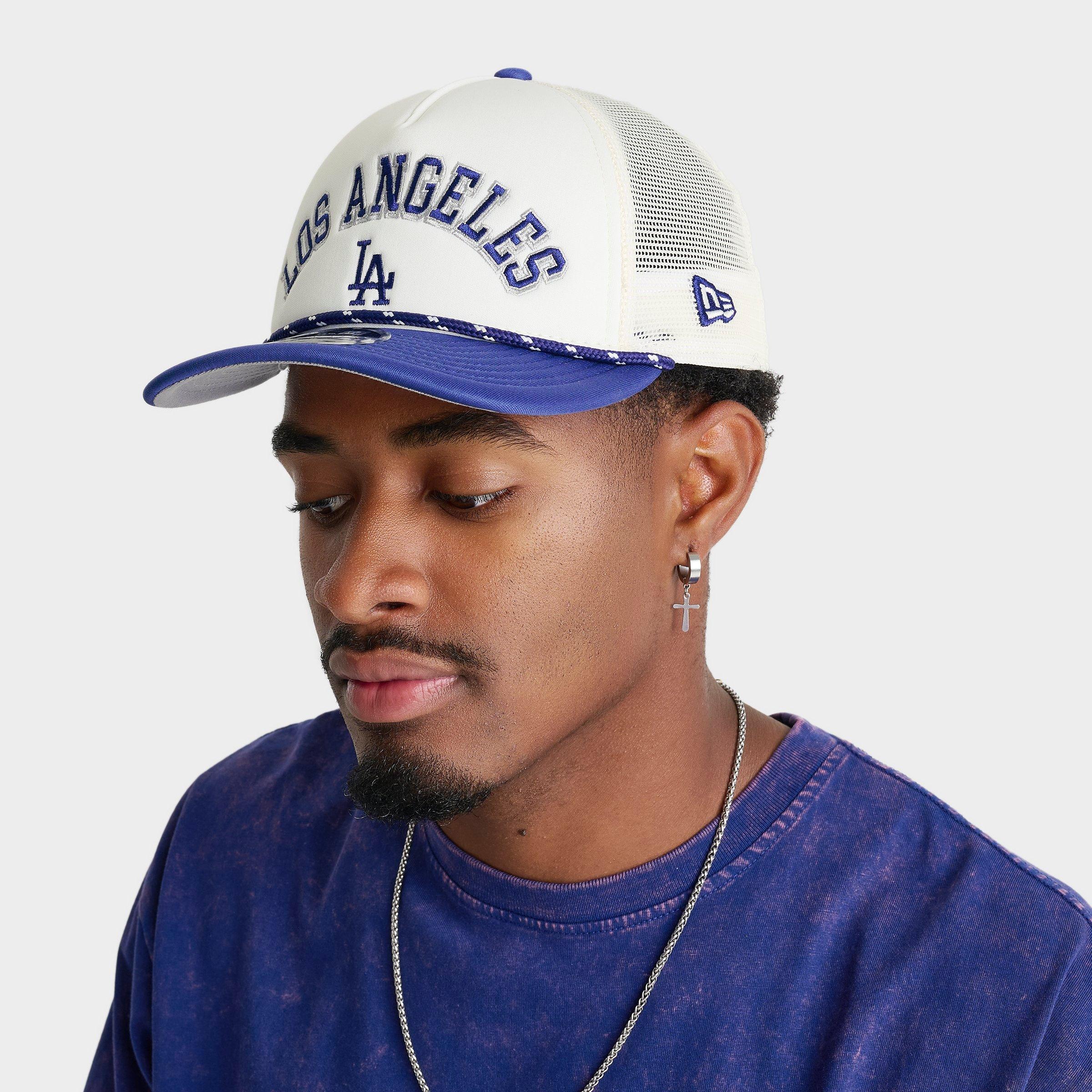 New Era Los Angeles Dodgers MLB 9FORTY M-Crown A-Frame Trucker Hat in White/Blue