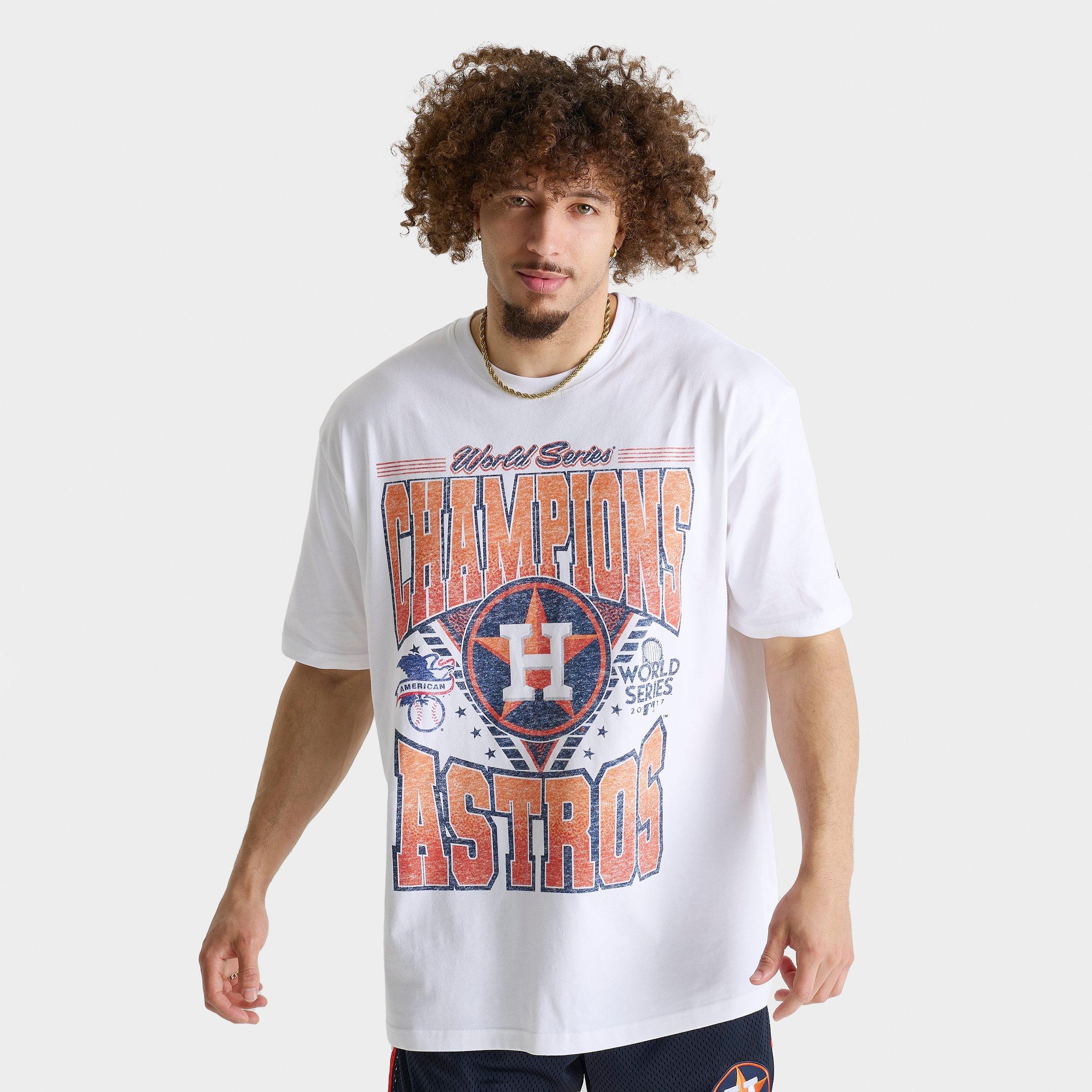 New Era Men's Houston Astros MLB World Series Champions T-Shirt in White/Navy/Orange Size: Medium
