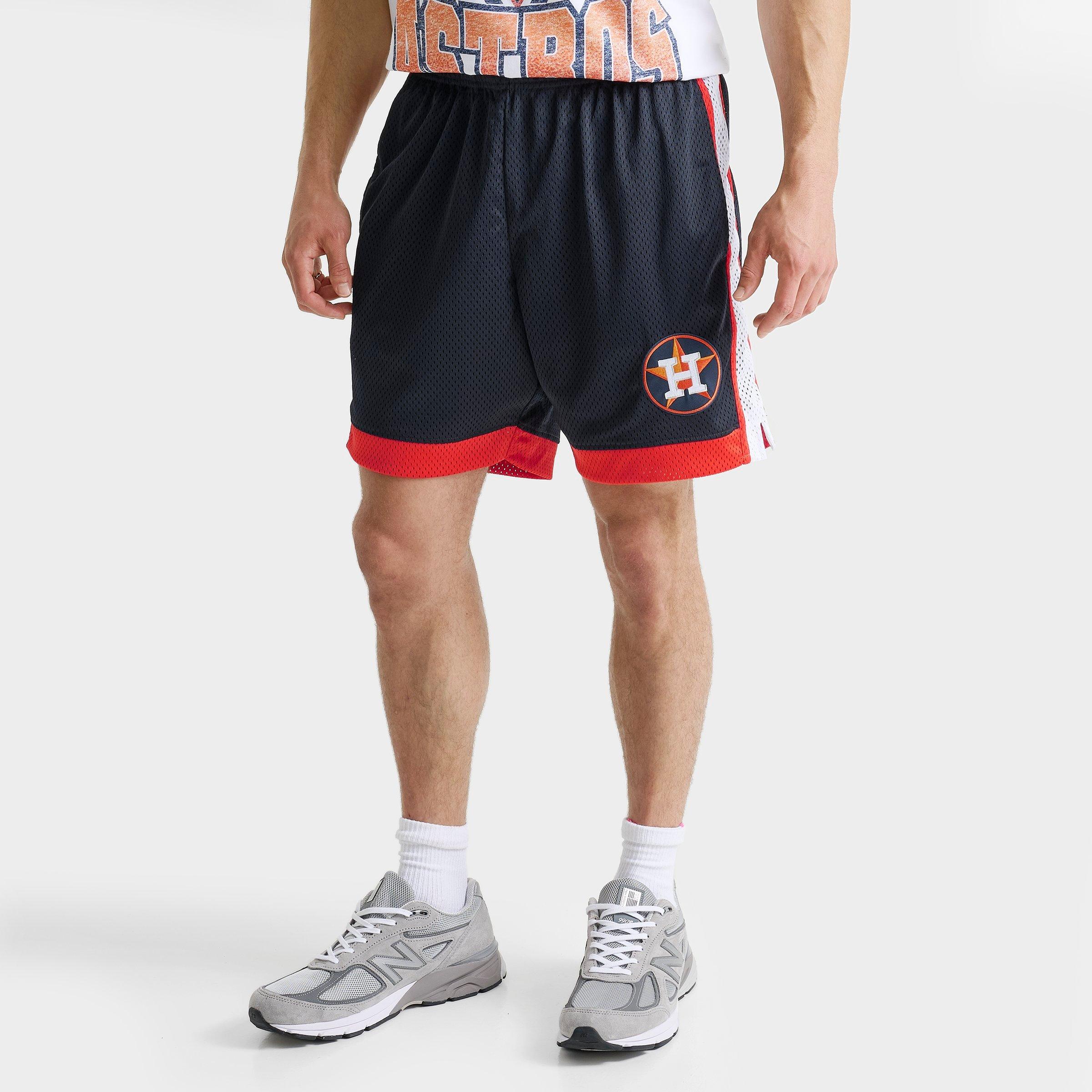 New Era Men's Houston Astros MLB Mesh Shorts in Navy/Orange/Silver Size: Small