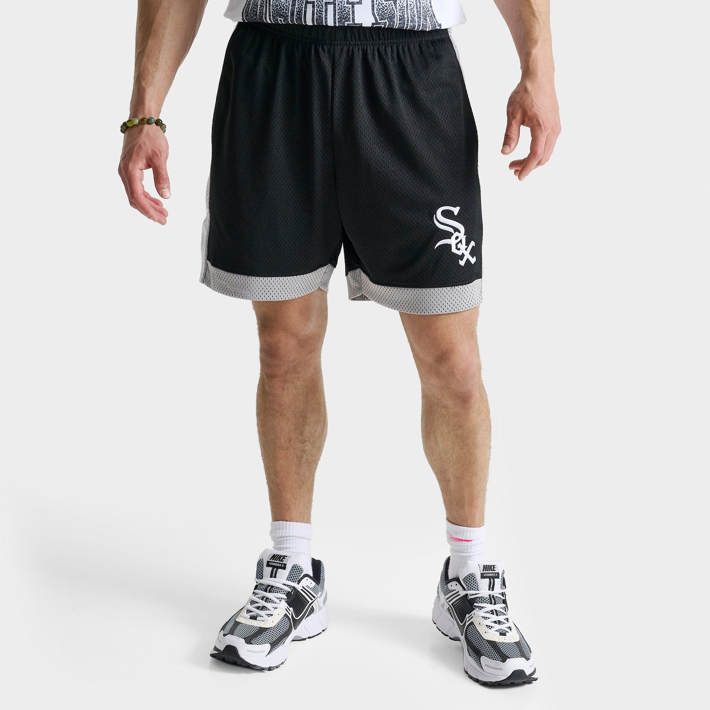 New Era Men's Chicago White Sox MLB Mesh Shorts in Black/Silver/White Size: Small