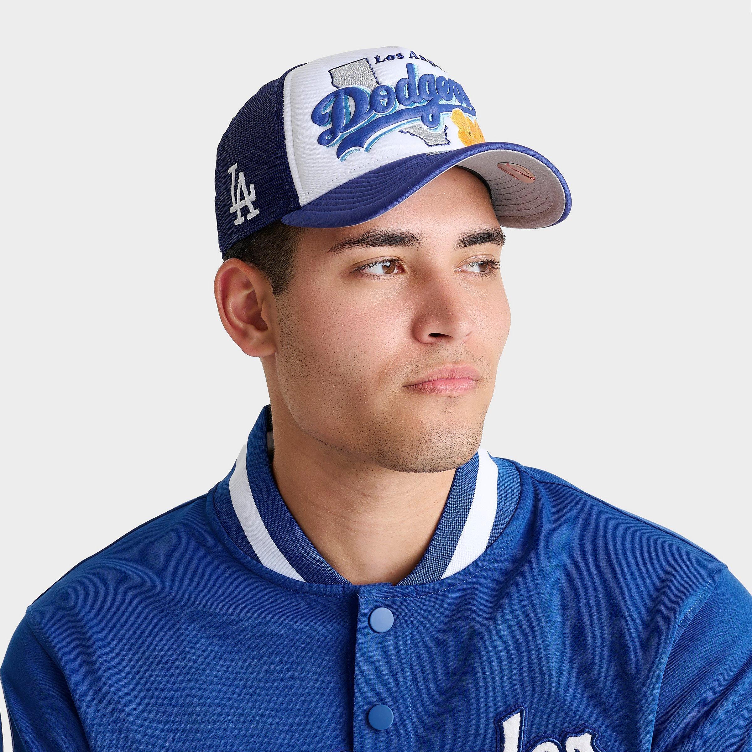 New Era Los Angeles Dodgers MLB State Flower 9FORTY A-Frame Trucker Hat in Royal/White
