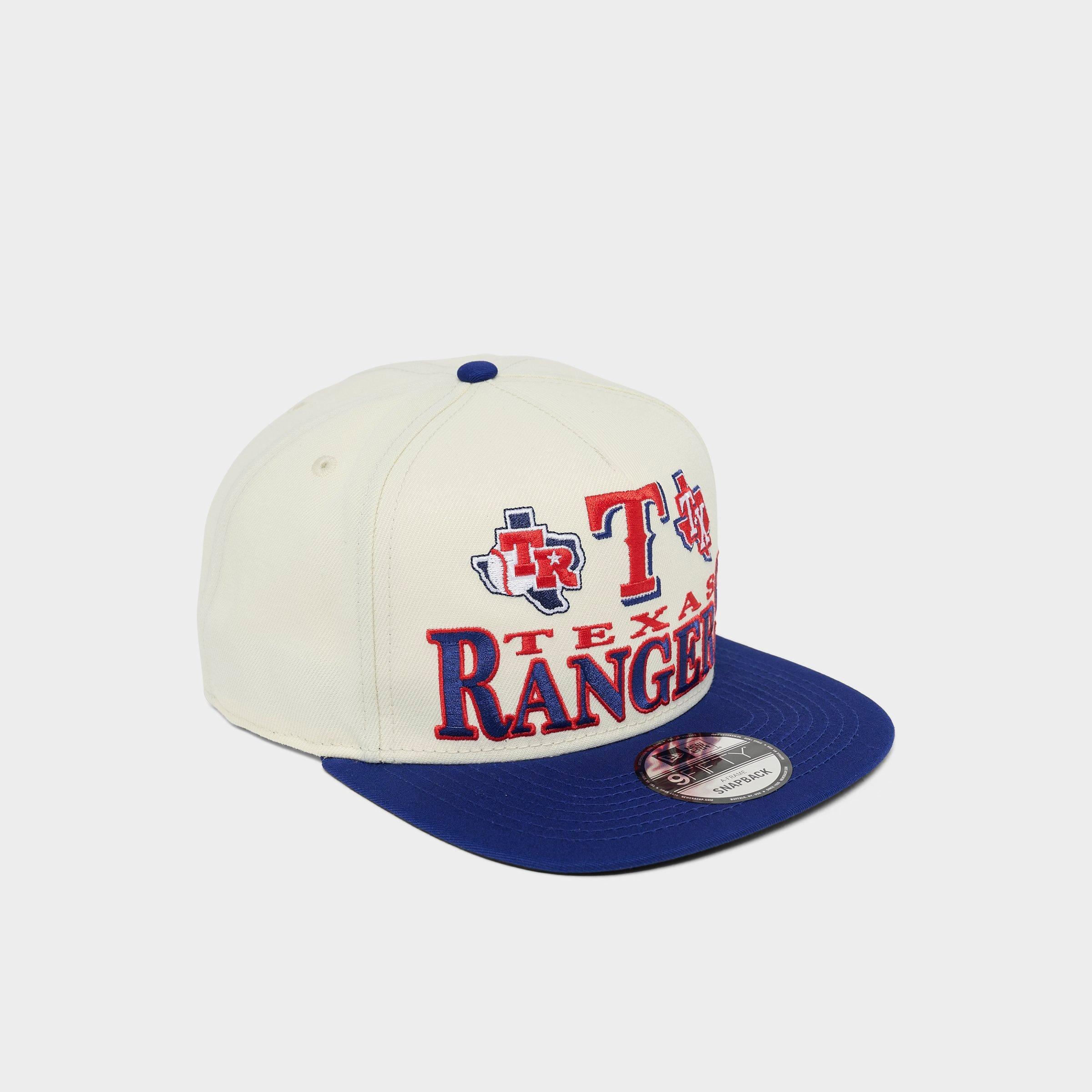 New Era Texas Rangers MLB Multi Logo 9FIFTY Snapback Hat in Chrome/Royal