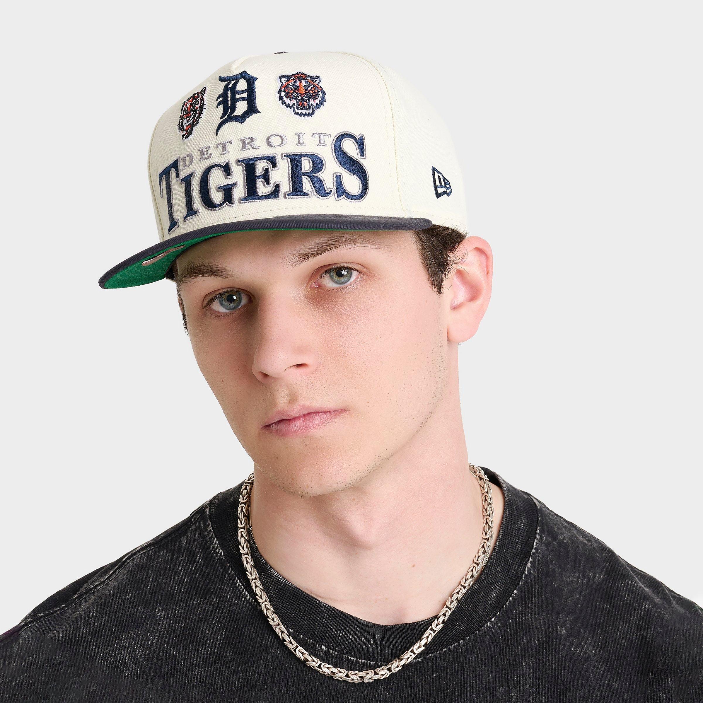 New Era Detroit Tigers MLB Multi Logo 9FIFTY Snapback Hat in Chrome/Navy