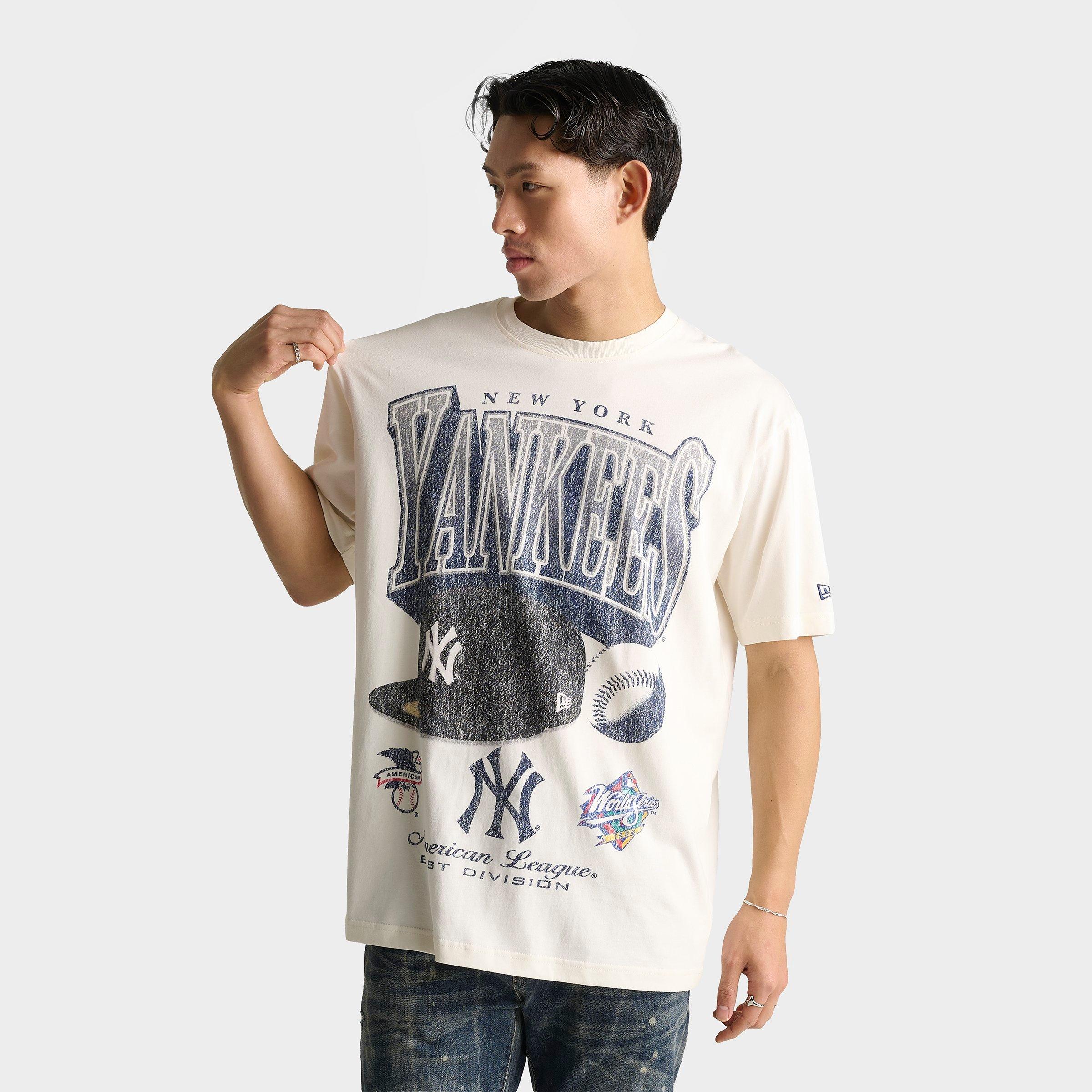 New Era Men's New York Yankees MLB Hat Graphic T-Shirt in Eggshell Size: Small