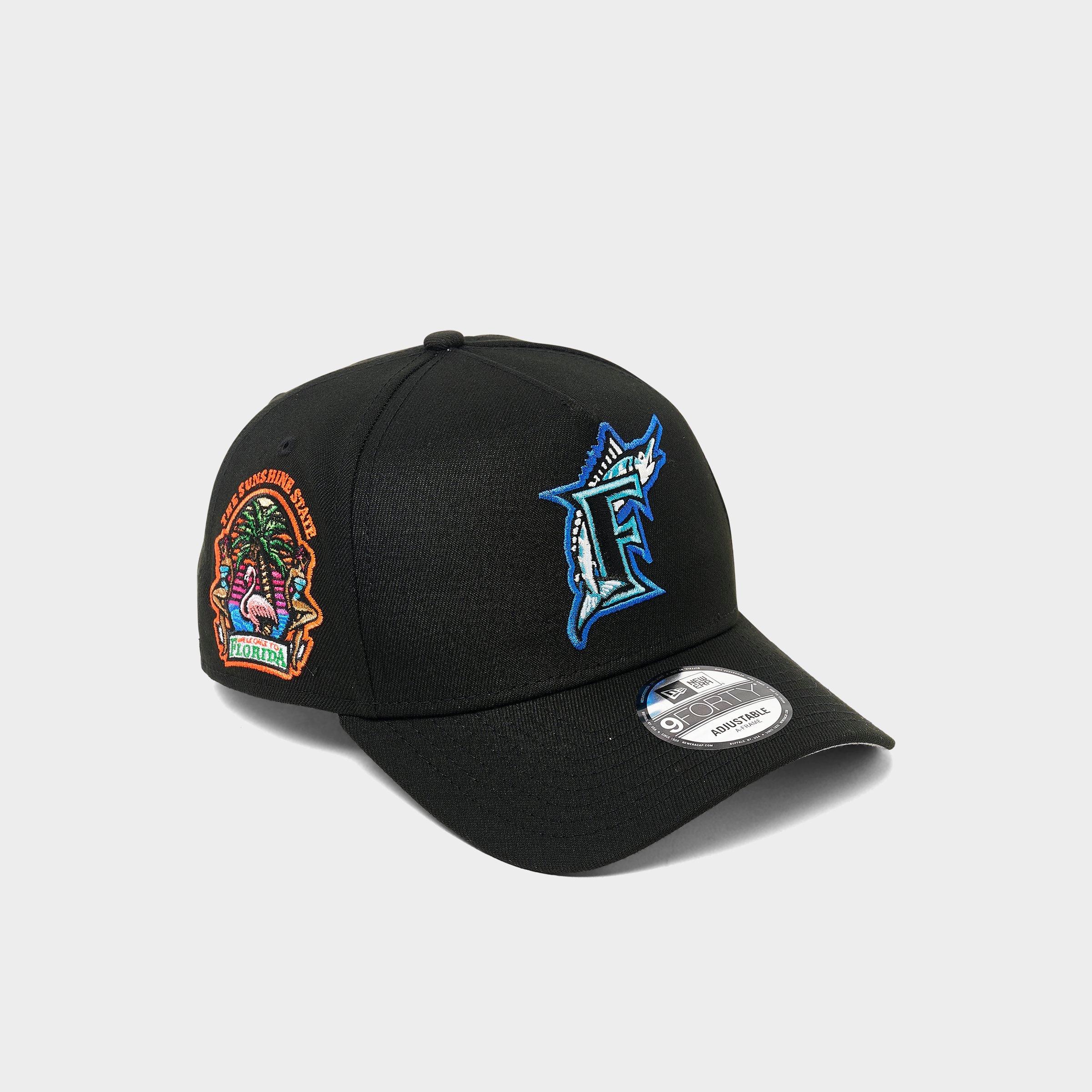 New Era Florida Marlins MLB Local Side Patch 9FORTY A-Frame Snapback Hat in Black