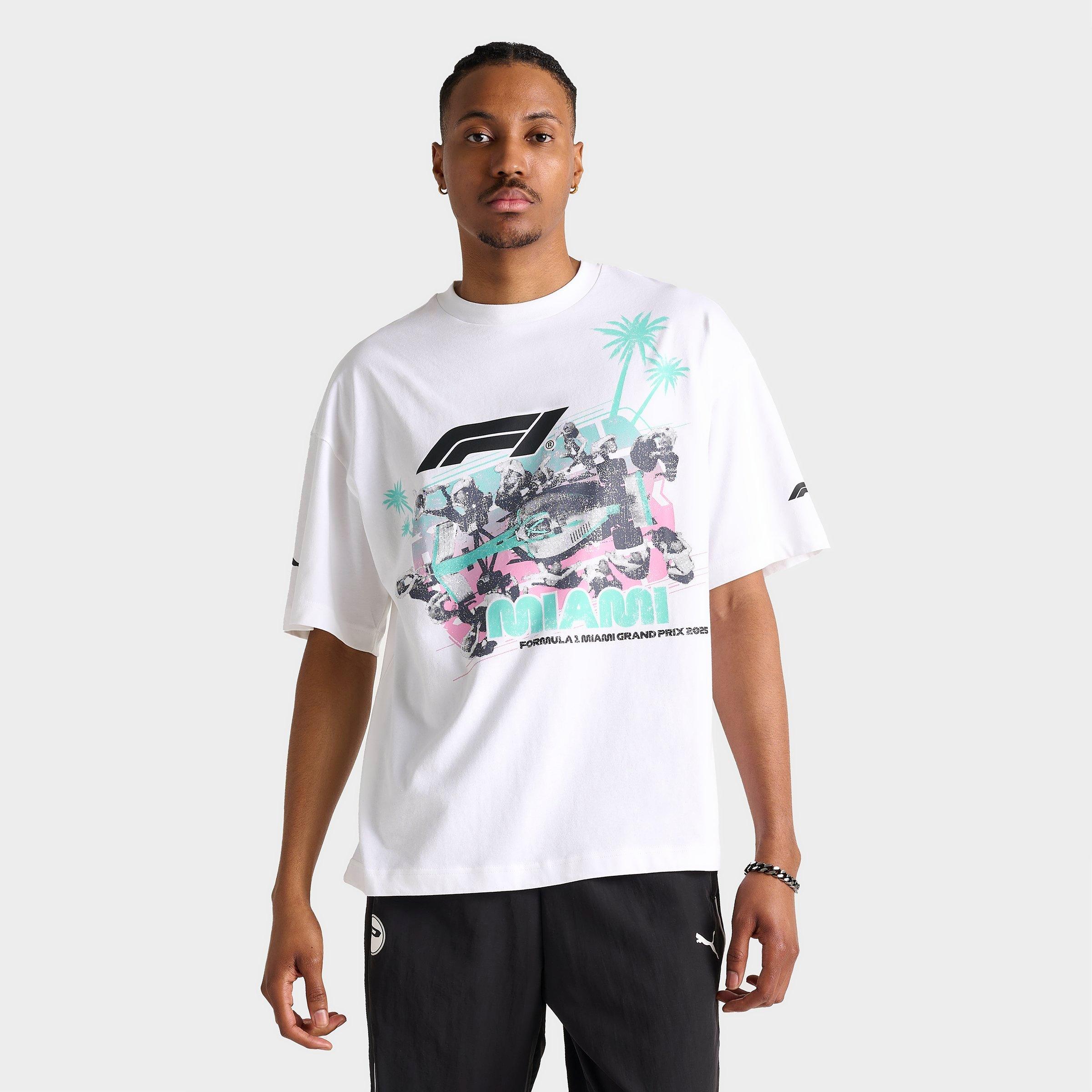 PUMA Men's Miami Pitstop F1 Grand Prix T-Shirt in Puma White Size: XL