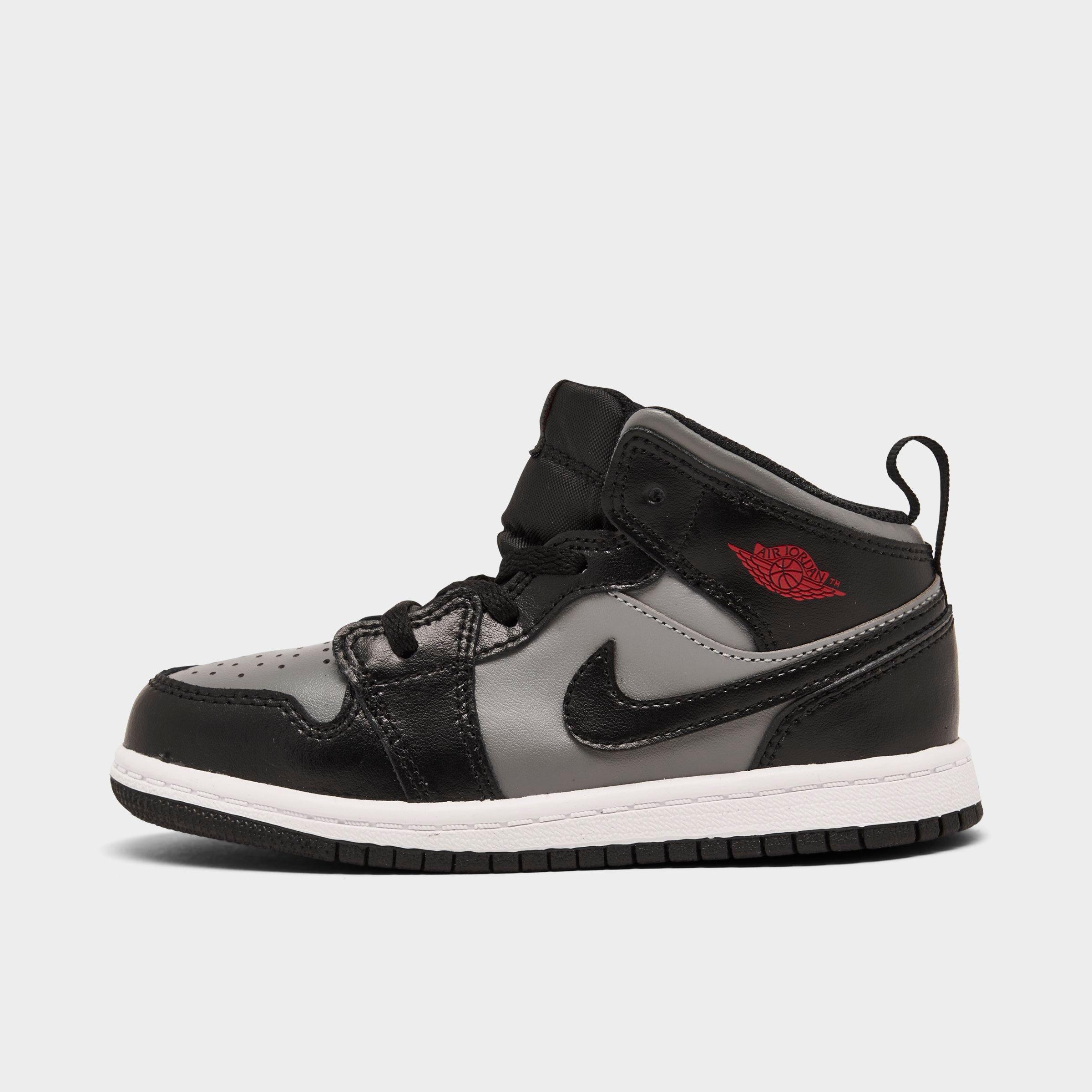 Jordan Boys Toddler Air Retro 1 Mid Casual Shoes in Black/Gym Red/Particle Grey Size: 10.0
