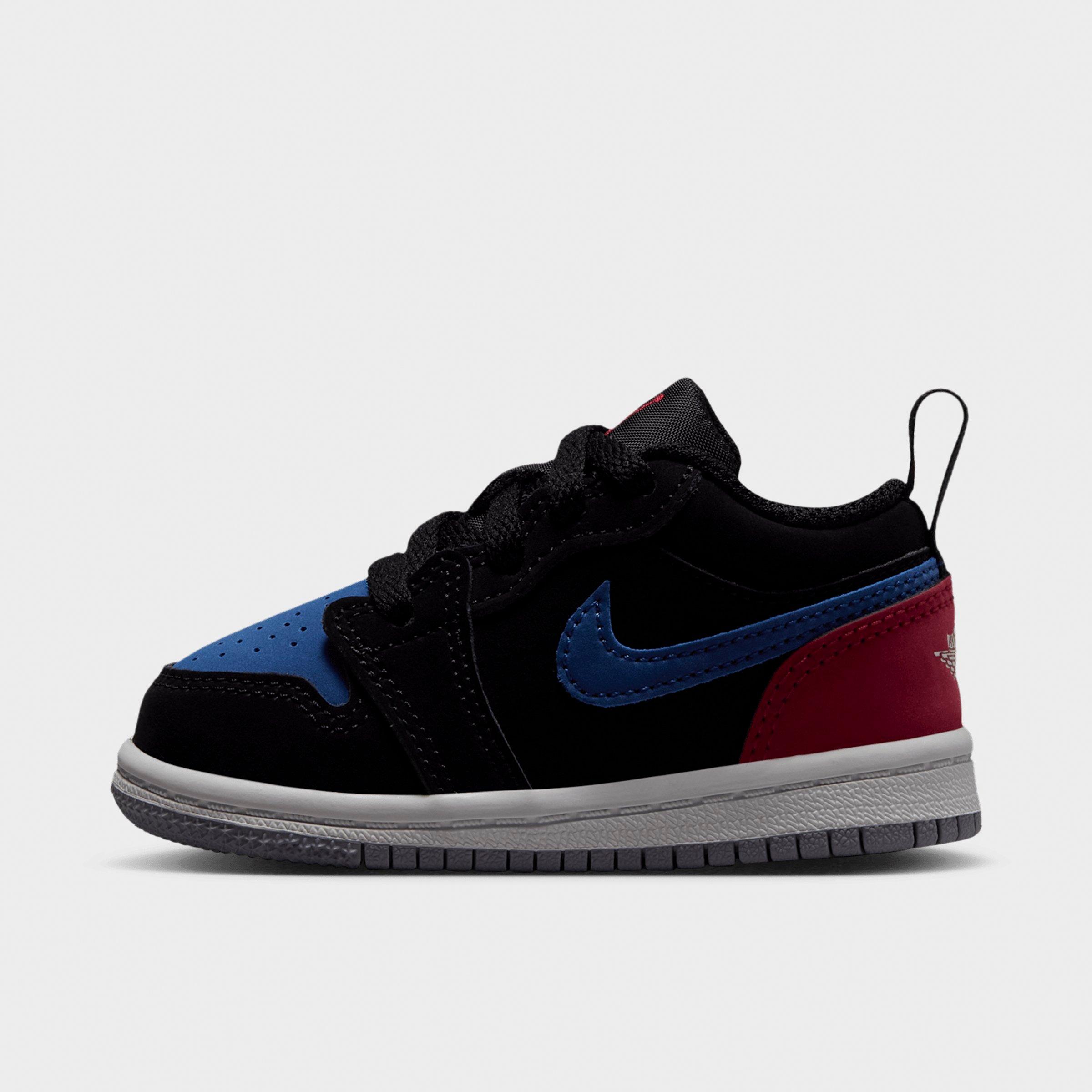Jordan Infant and Toddler Retro 1 Low Casual Shoes in Black/True Blue/Varsity Red Size: 7.0