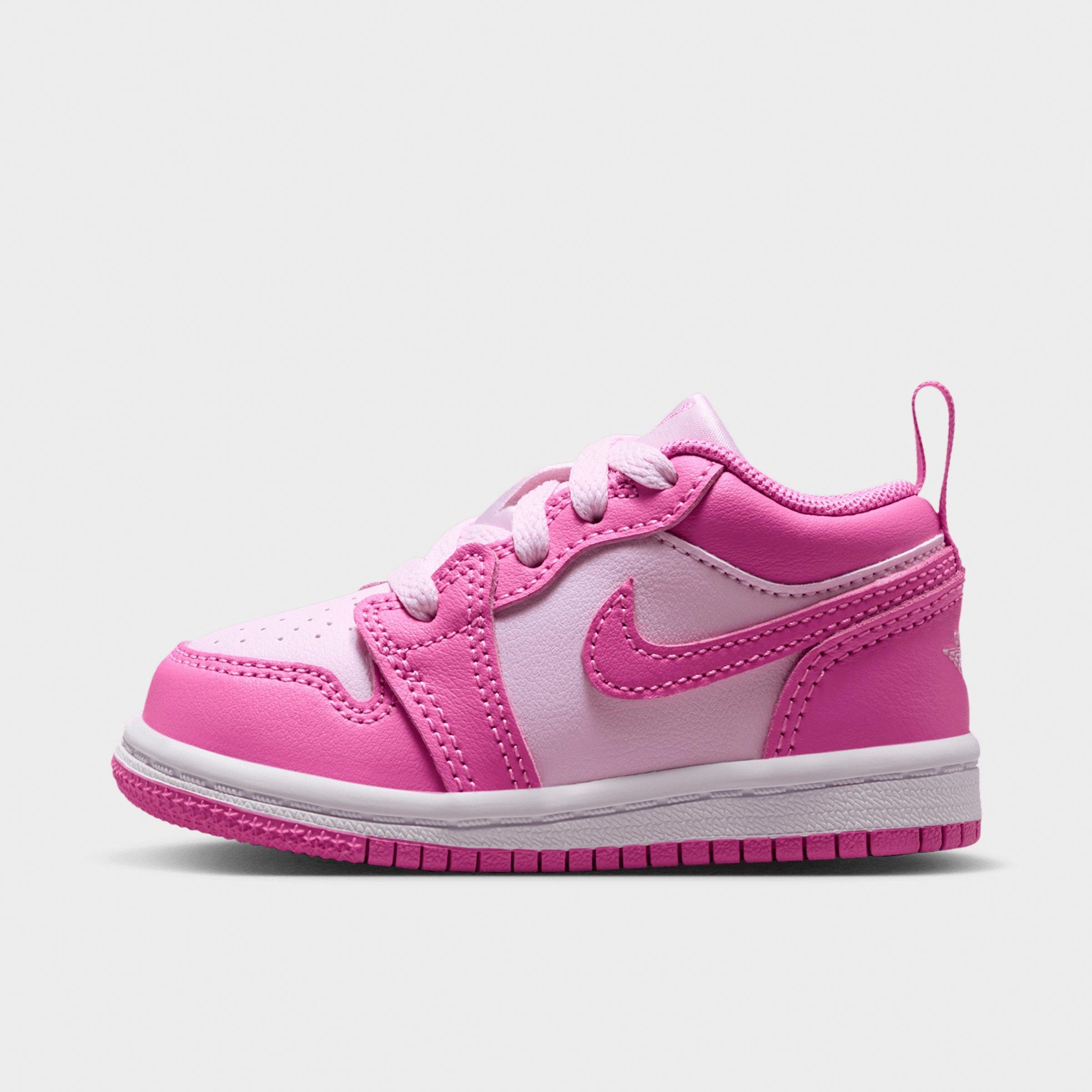Jordan Infant and Toddler Retro 1 Low Casual Shoes in China Rose/White/Pink Foam Size: 3.0