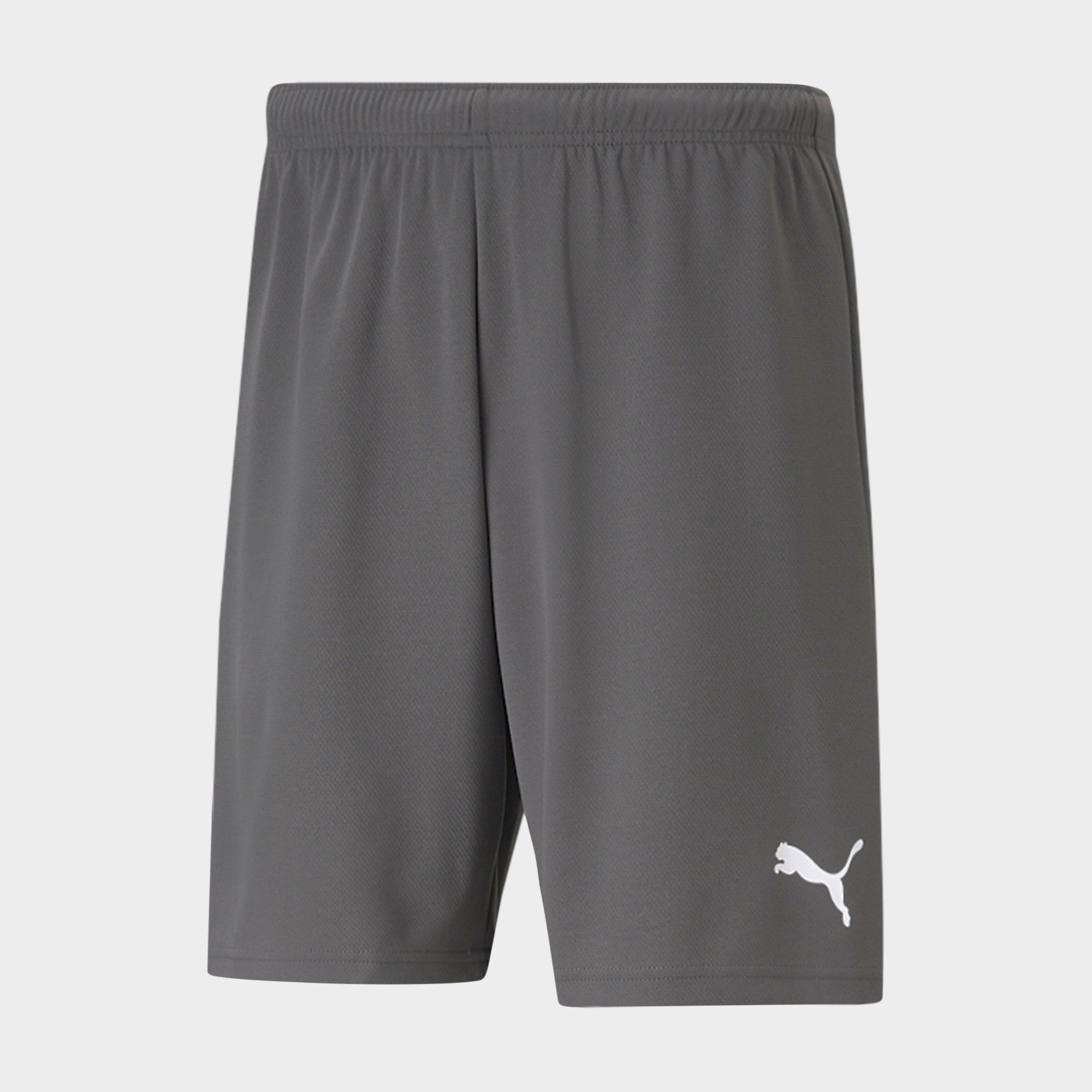 PUMA Men's teamRISE Soccer Shorts in Smoked Pearl/Puma White Size: 2XL
