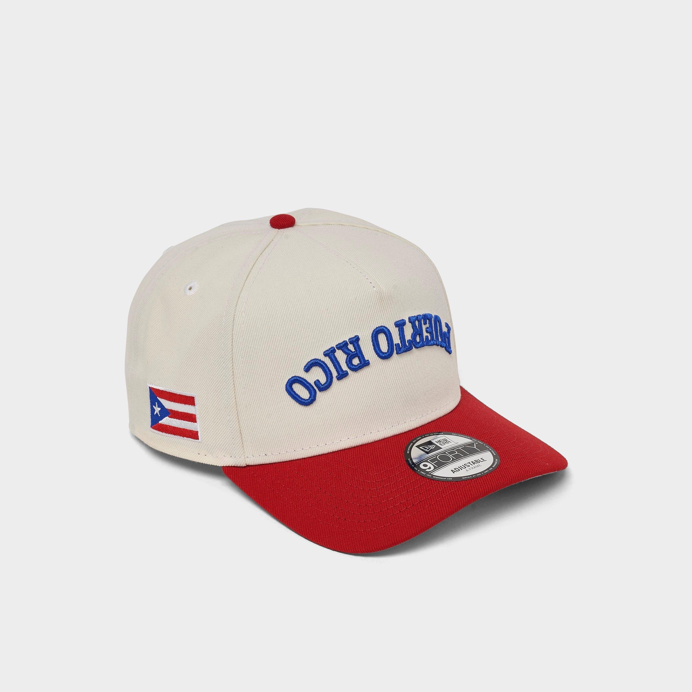 New Era Puerto Rico Upside Down 9FORTY A-Frame Snapback Hat in Chrome/Red/Blue
