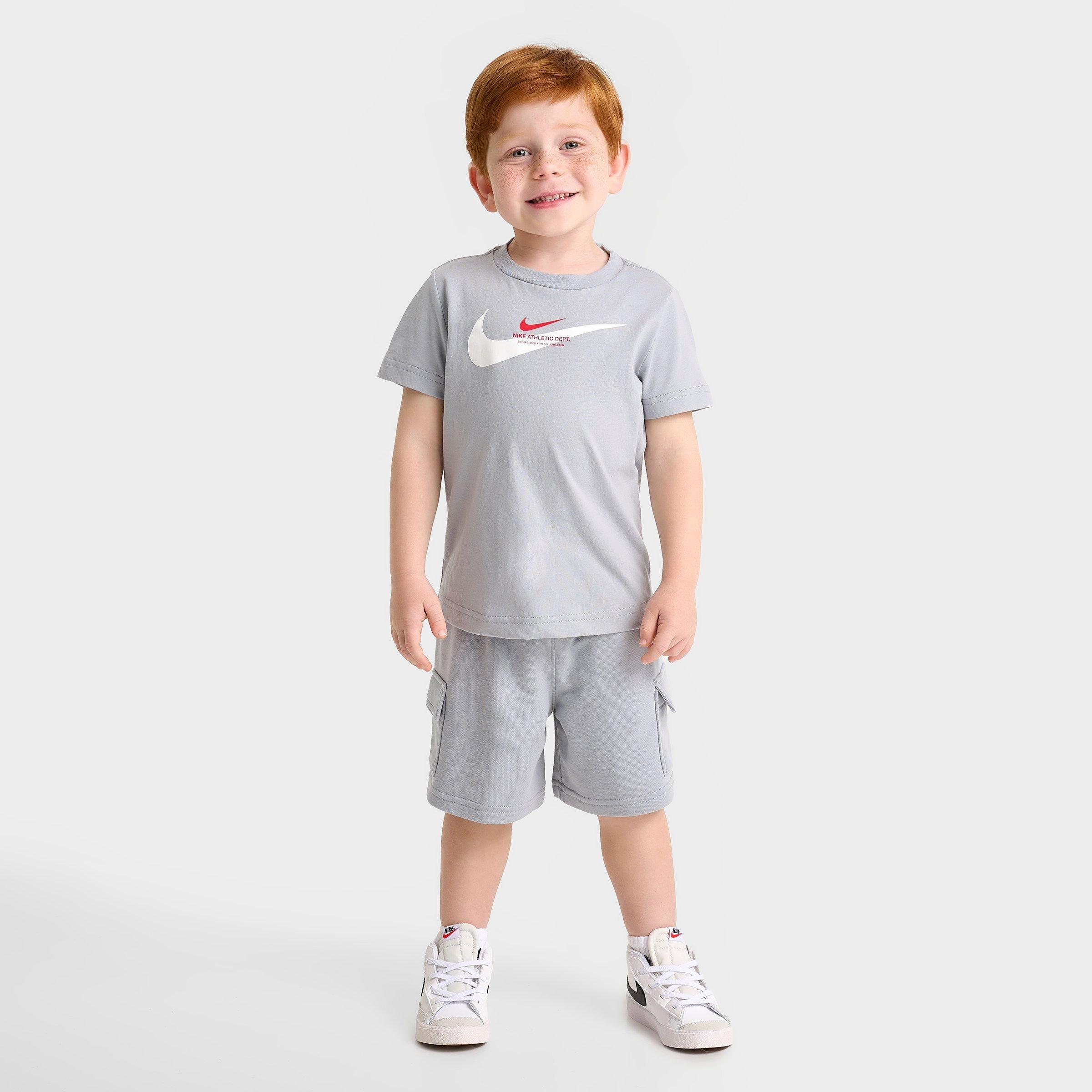 Nike Kids Toddler Athletic Department T-Shirt and Cargo Shorts Set in Wolf Grey Size: 2T