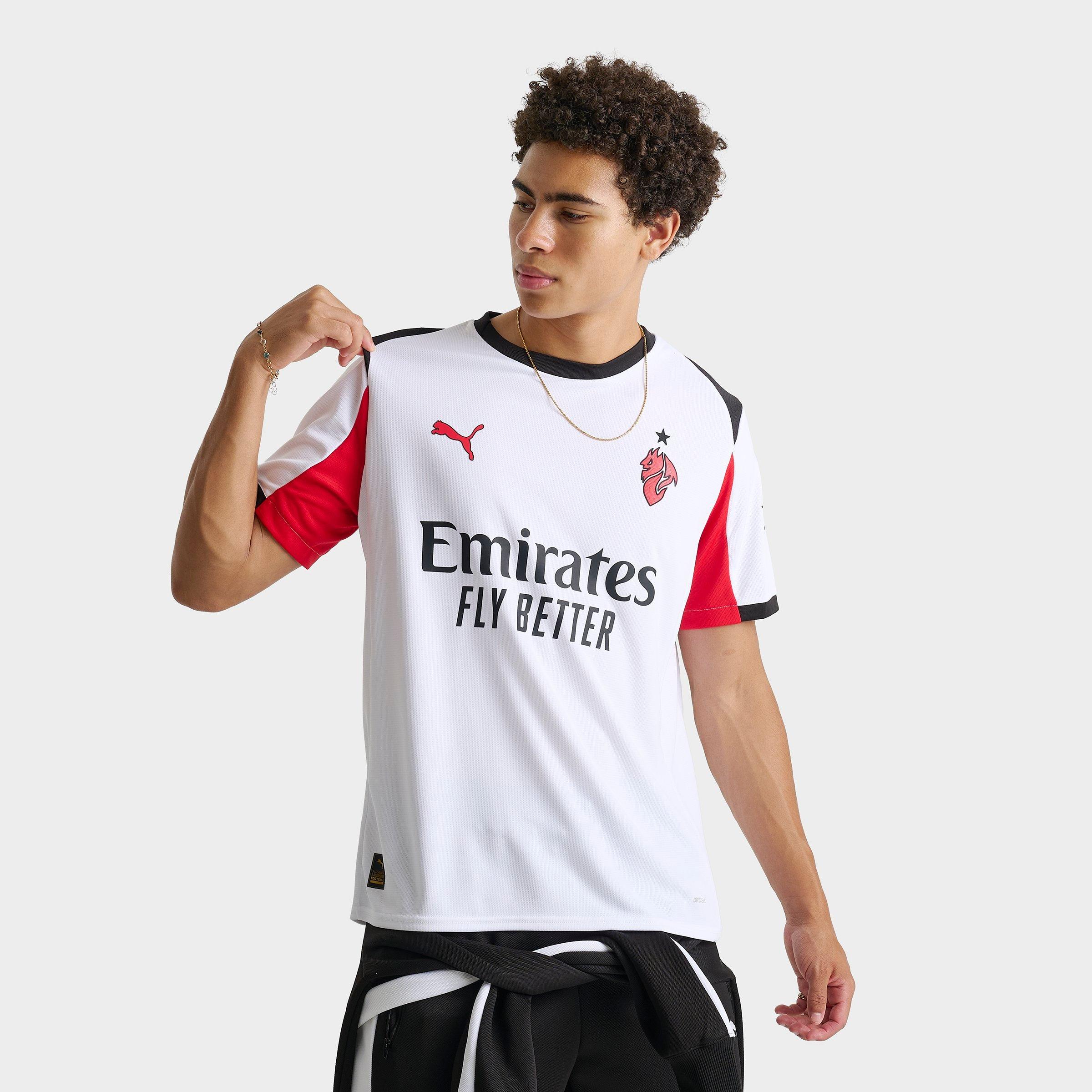 PUMA Men's AC Milan 24-25 Away Replica Soccer Jersey in Puma White/For All Time Red Size: Small