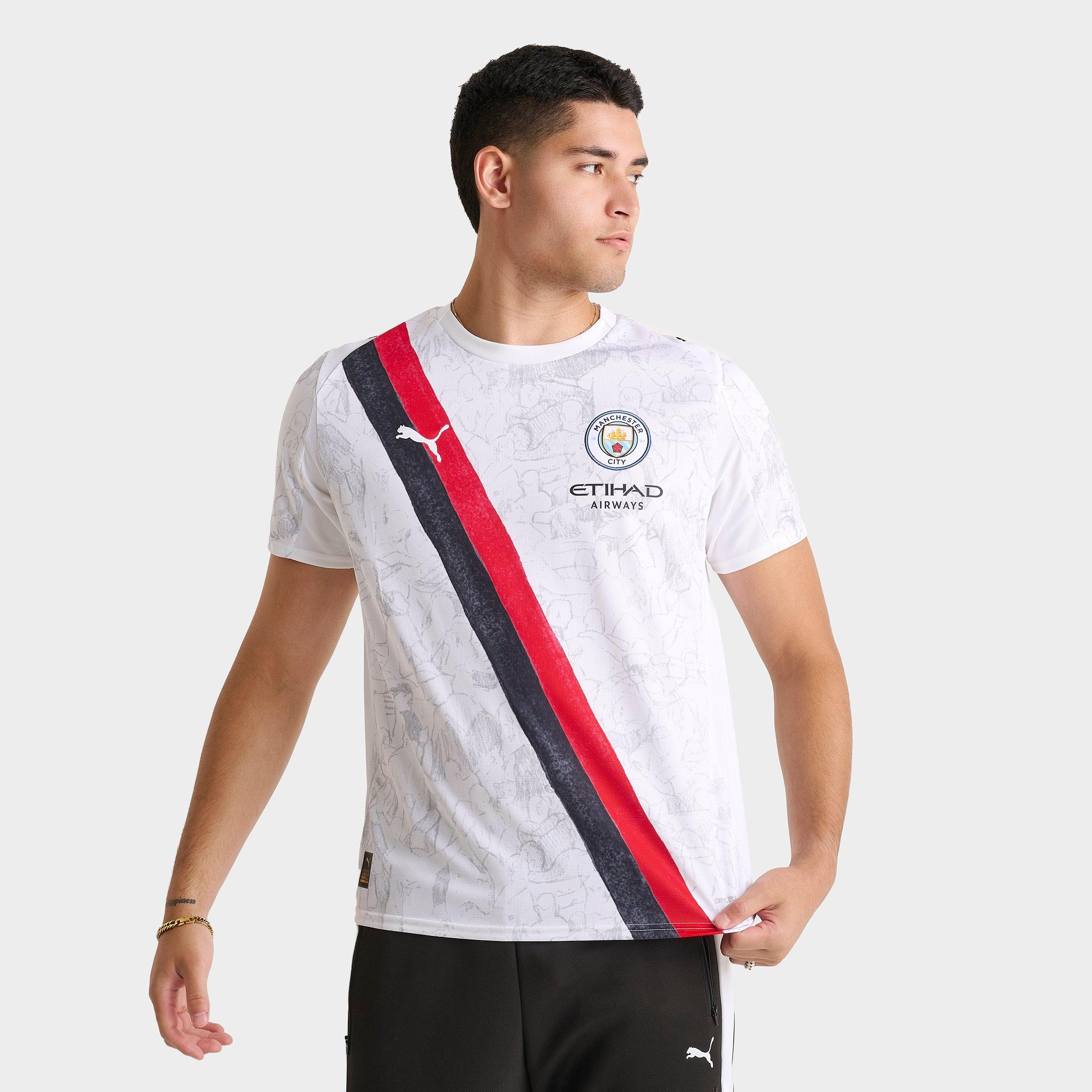 PUMA Men's x KidSuper Studios Manchester City Replica Soccer Jersey in Puma White/Navy/Red Size: Small