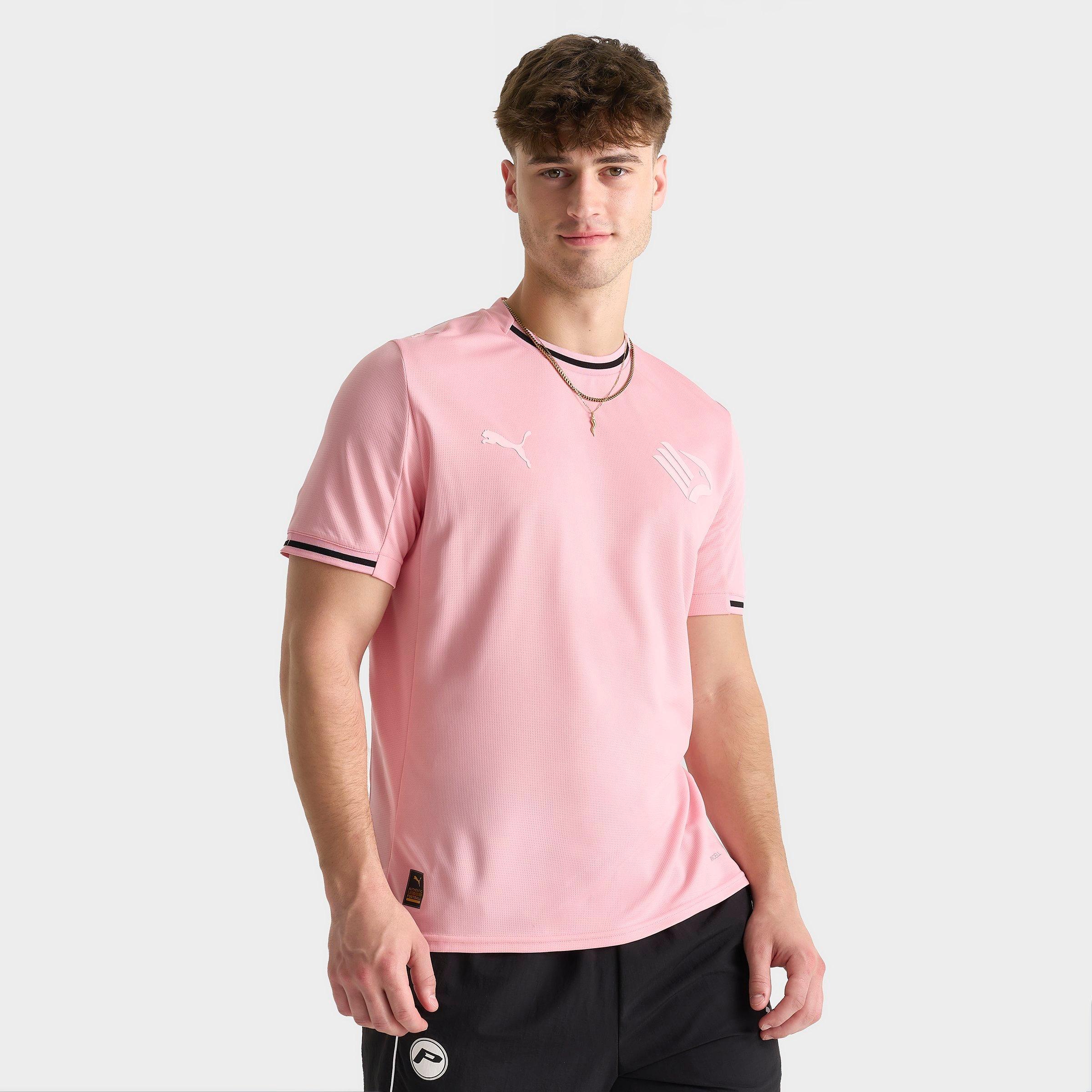 PUMA Men's Palermo F. C. 24-25 Home Replica Soccer Jersey in Team Light Pink/Puma Black Size: Small