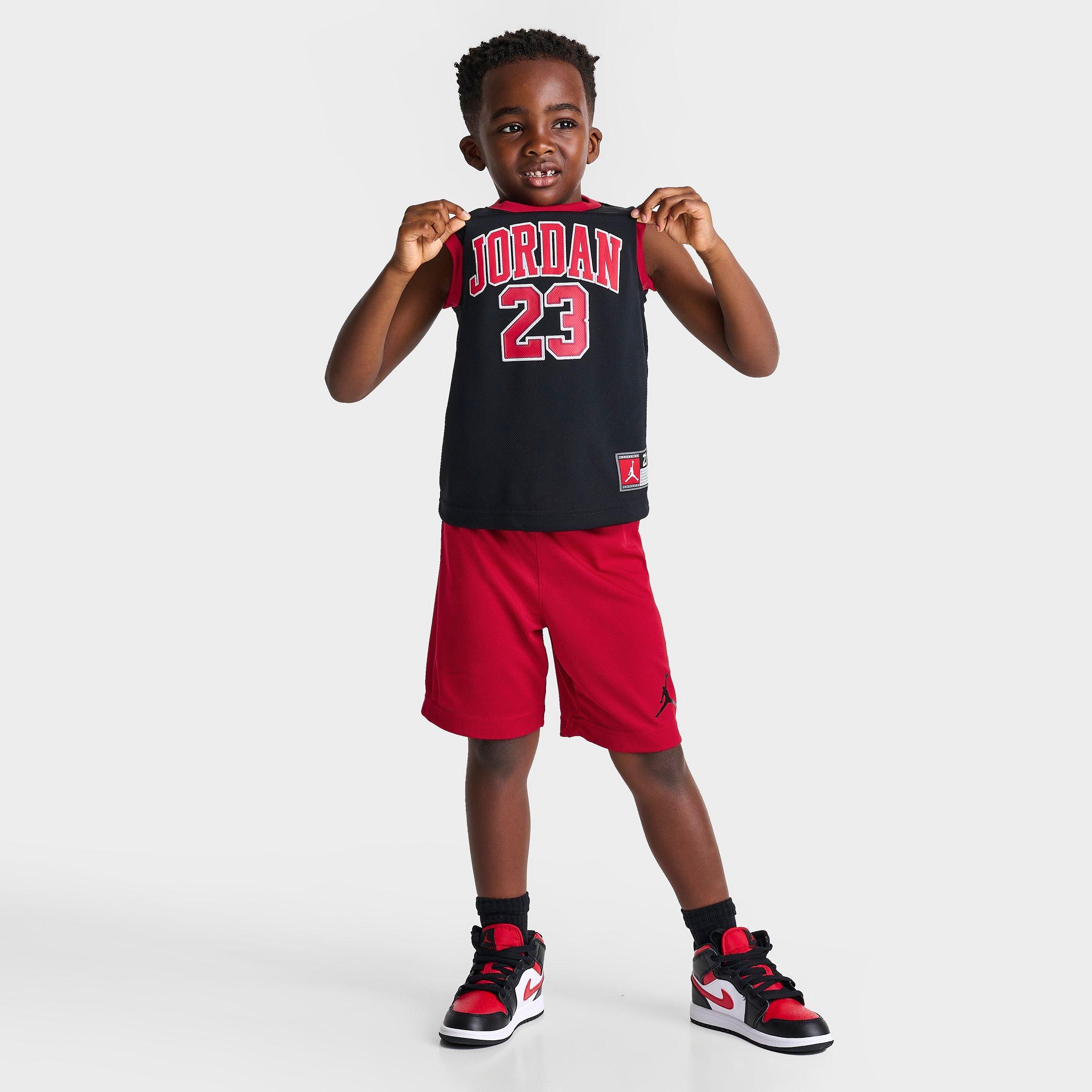Jordan Little Kids 23 2-Piece Jersey Set in Black/Red Size: 4