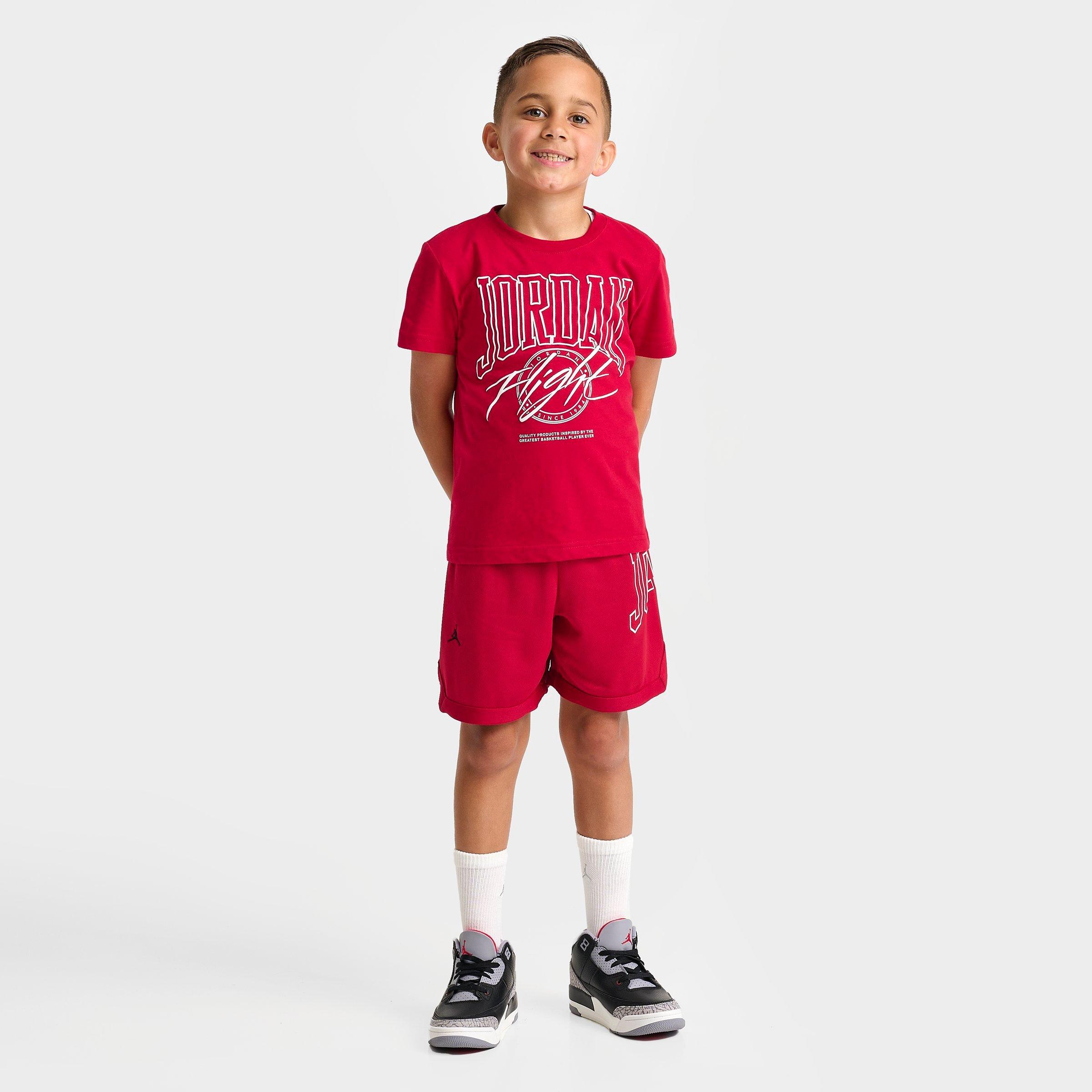 Jordan Little Kids Beyond The Arc T-Shirt and Mesh Shorts Set in Gym Red Size: 4