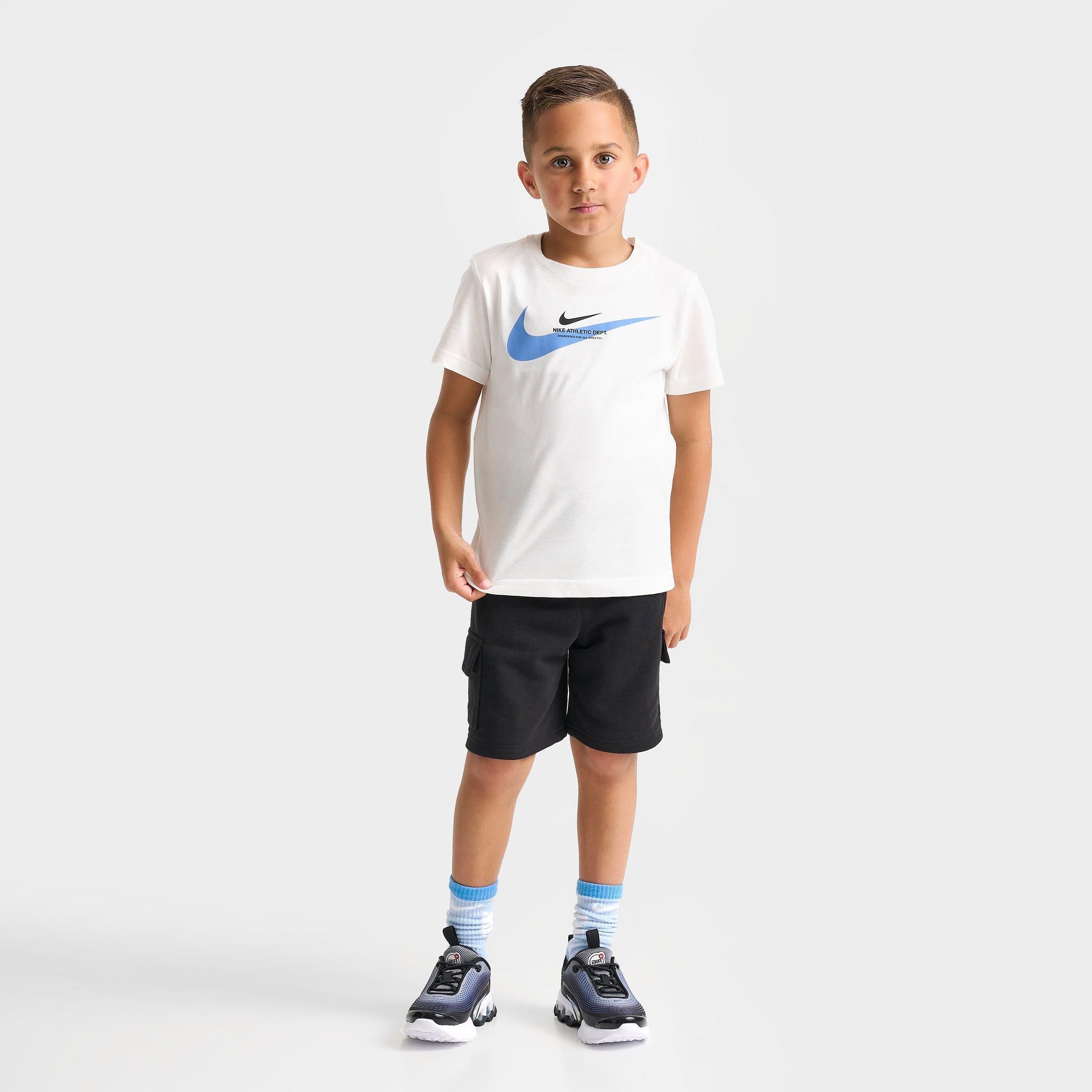 Nike Little Kids Athletic Department T-Shirt and Cargo Shorts Set in Black/White Size: 4