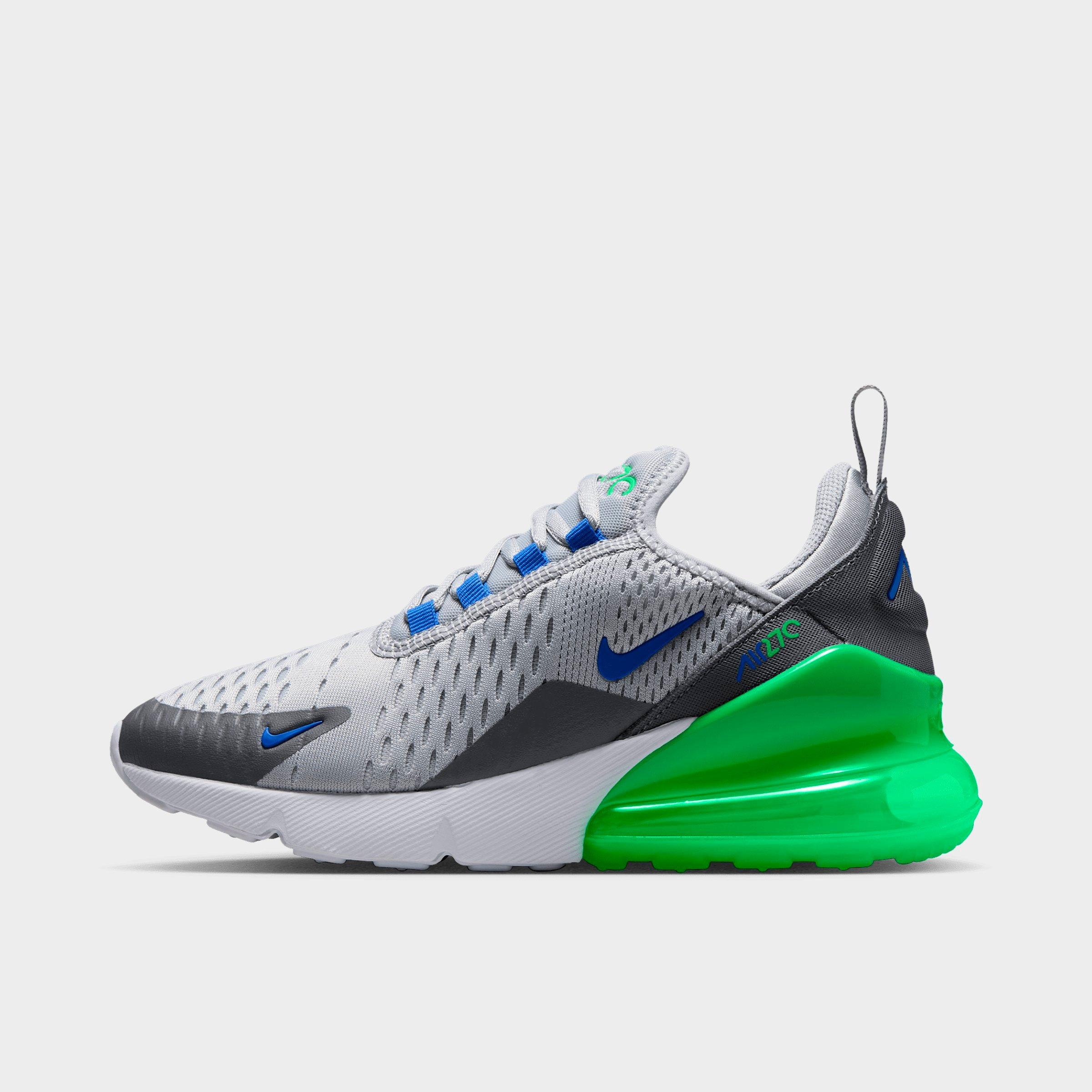 Nike Big Kids Air Max 270 Casual Shoes in Wolf Grey/Smoke Grey/Green Spark Size: 5.5
