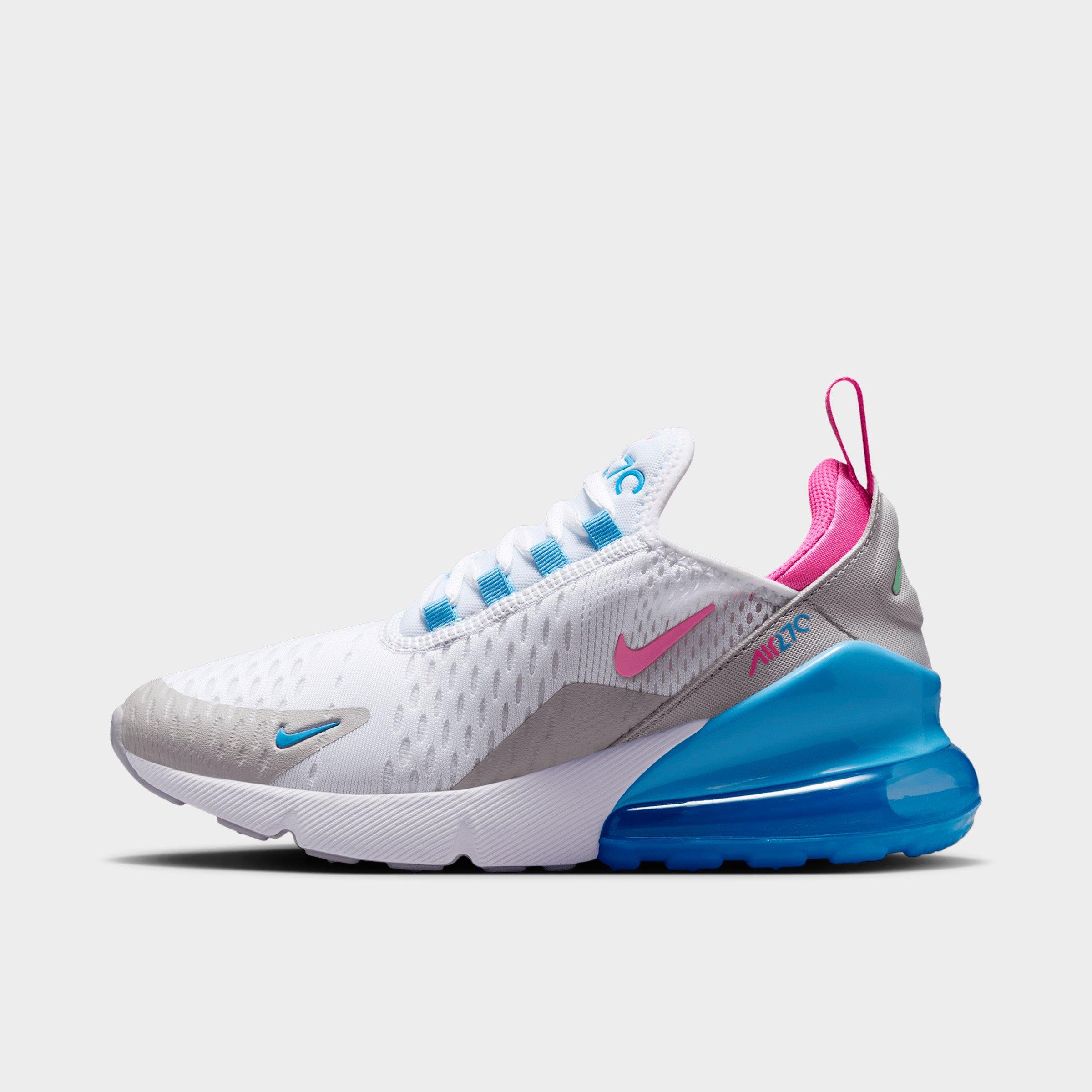 Nike Big Kids Air Max 270 Casual Shoes in White/Football Blue/Arctic Green Size: 4.0