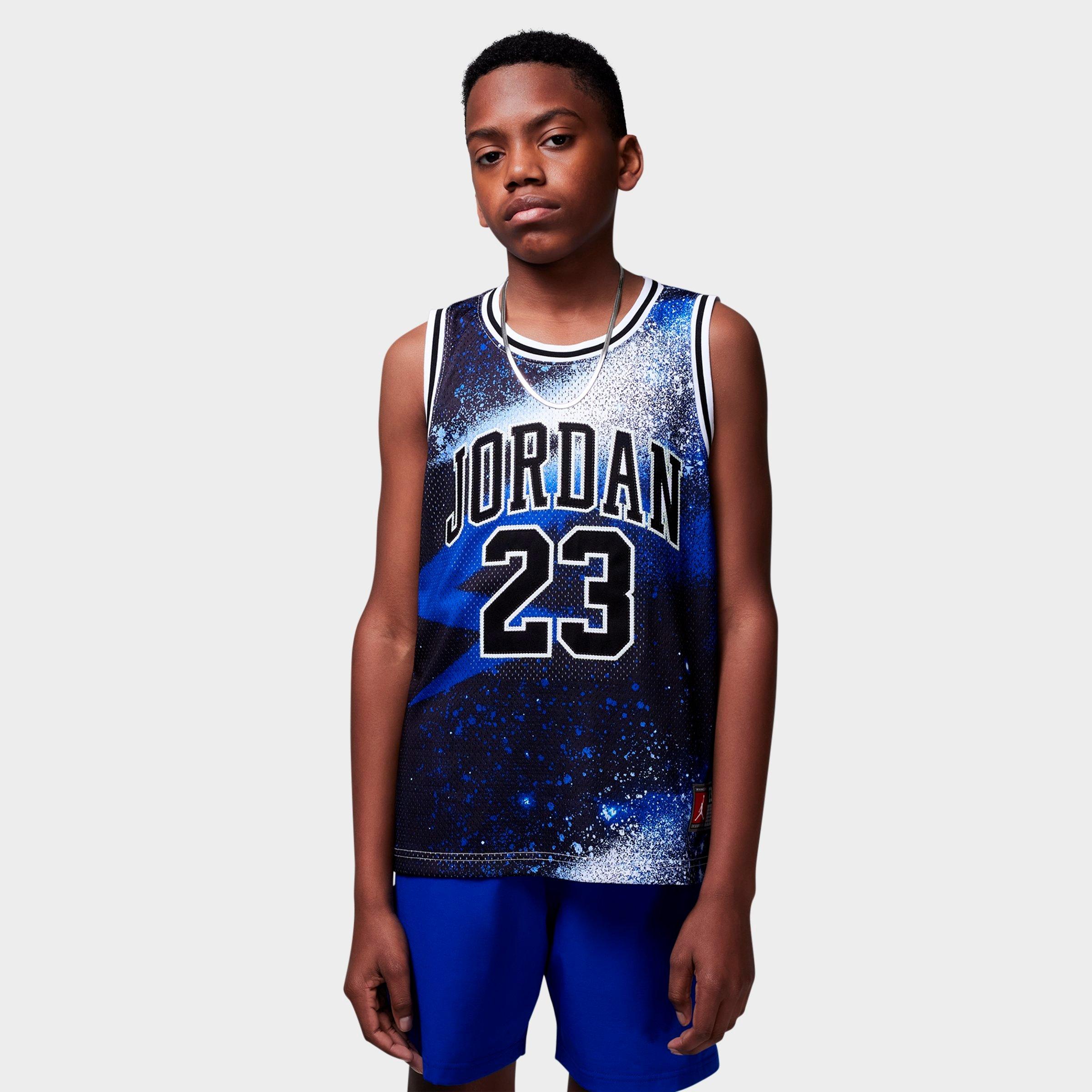 Jordan Kids 23 Printed Jersey in Black/Hyper Royal Size: Small