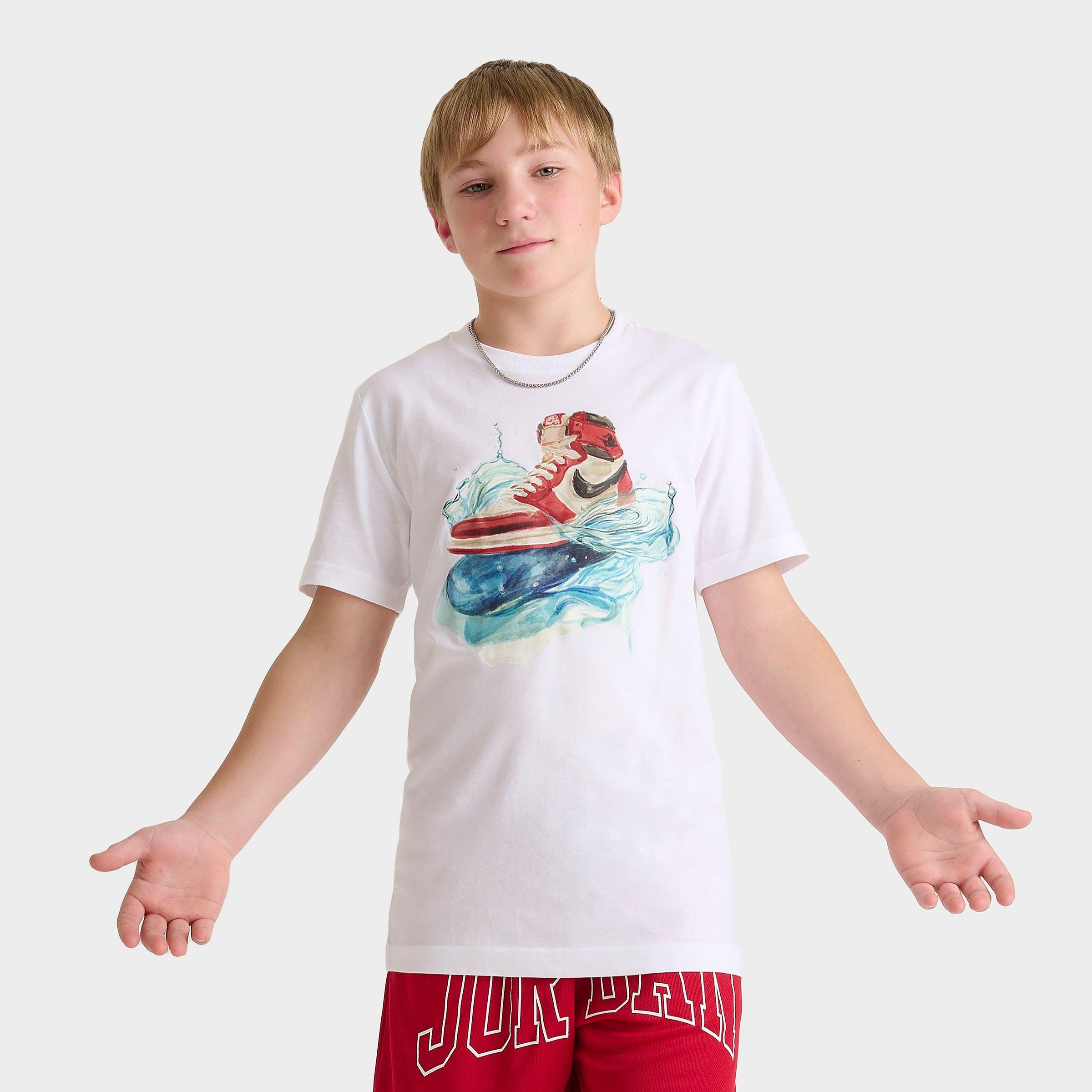 Jordan Kids AJ1 Waves T-Shirt in White Size: Small