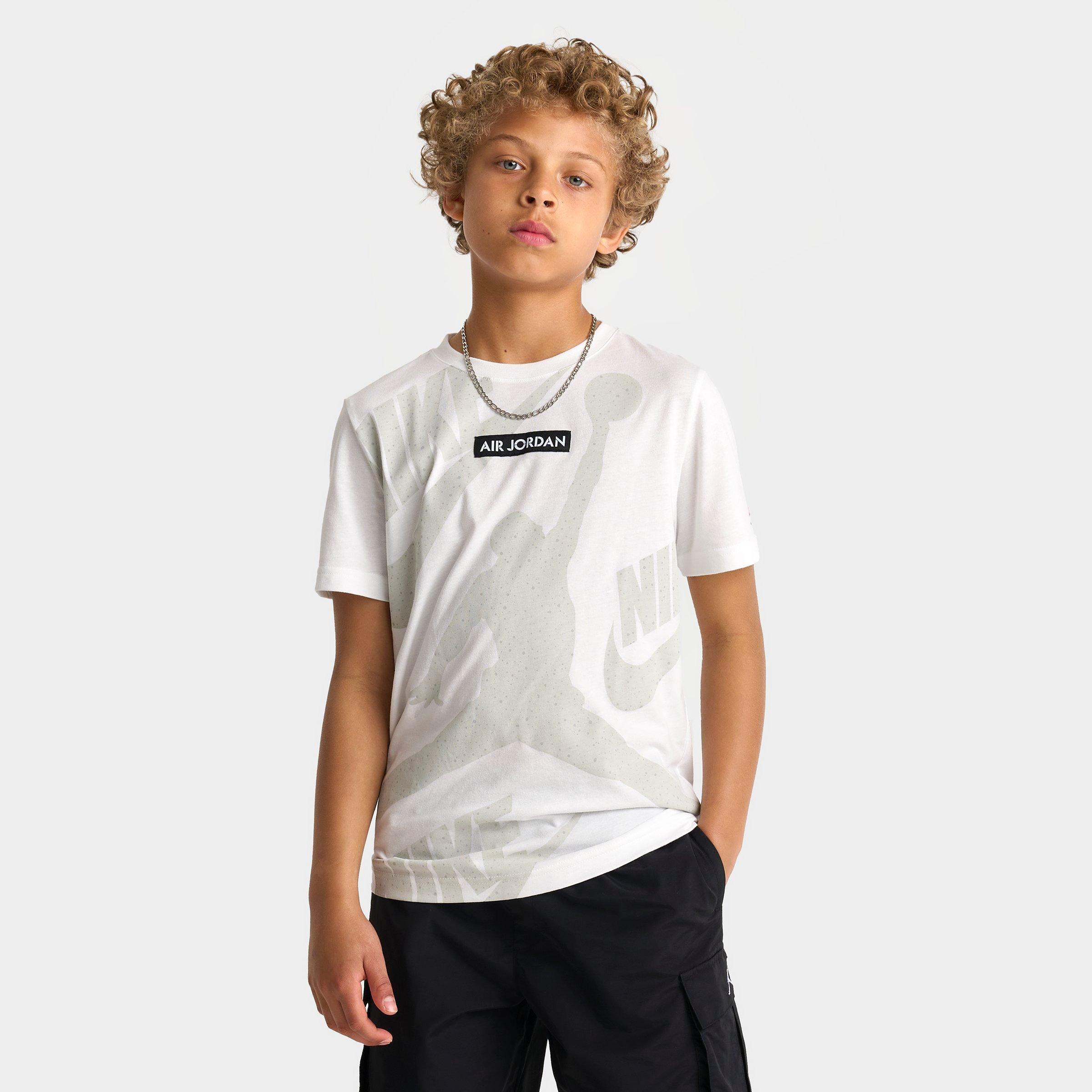 Jordan Boys Air 4 Speckled Retro T-Shirt in Summit White Size: Small