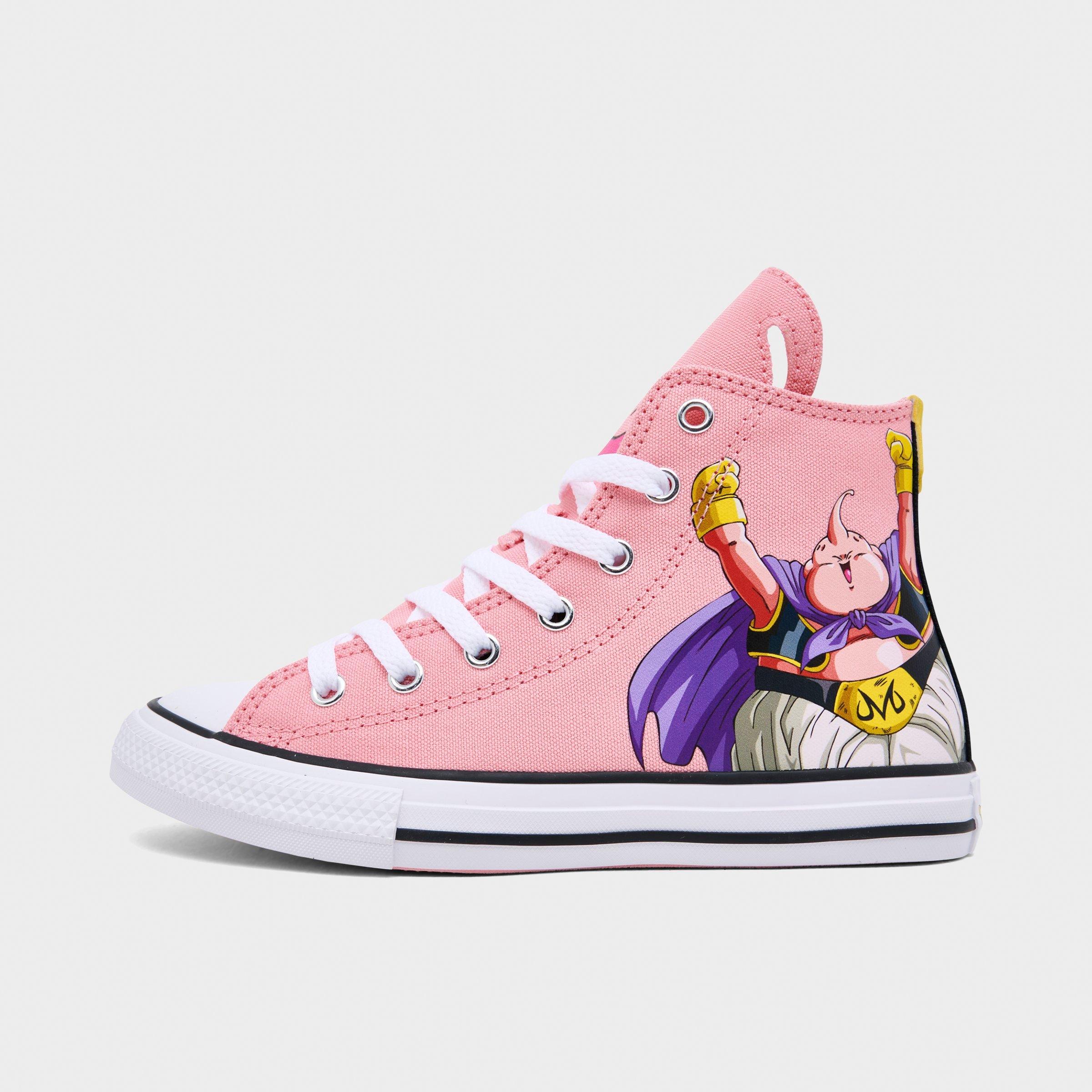 Converse Little Kids x Dragonball Z Chuck Taylor All Star High Top Casual Shoes in Quartz Pink/Black/Cyber Yellow Size: 1.5