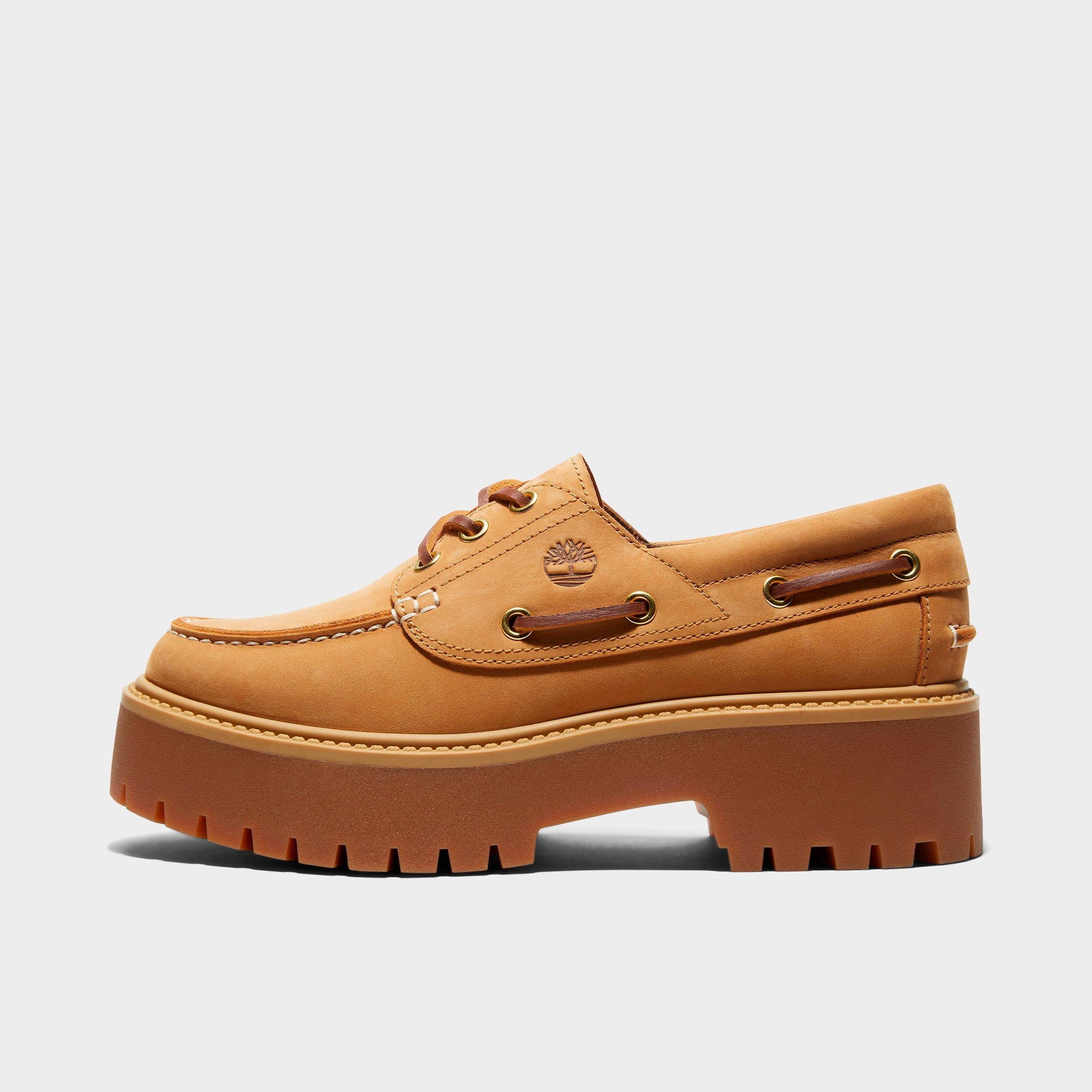 Timberland Women's Stone Street 3-Eye Platform Boat Shoes in Wheat Size: 7.5