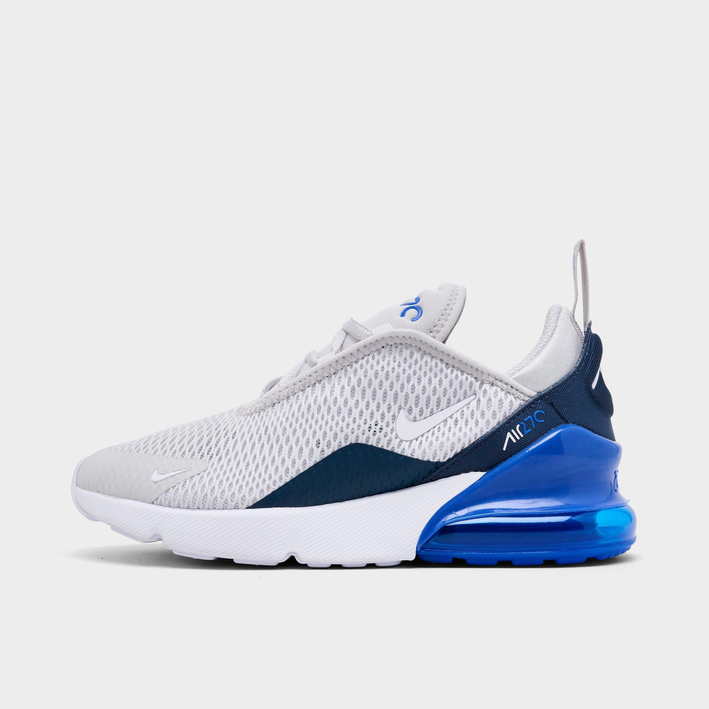 Nike Little Kids Air Max 270 Casual Shoes in Vast Grey/Hyper Royal/Thunder Blue Size: 1.0