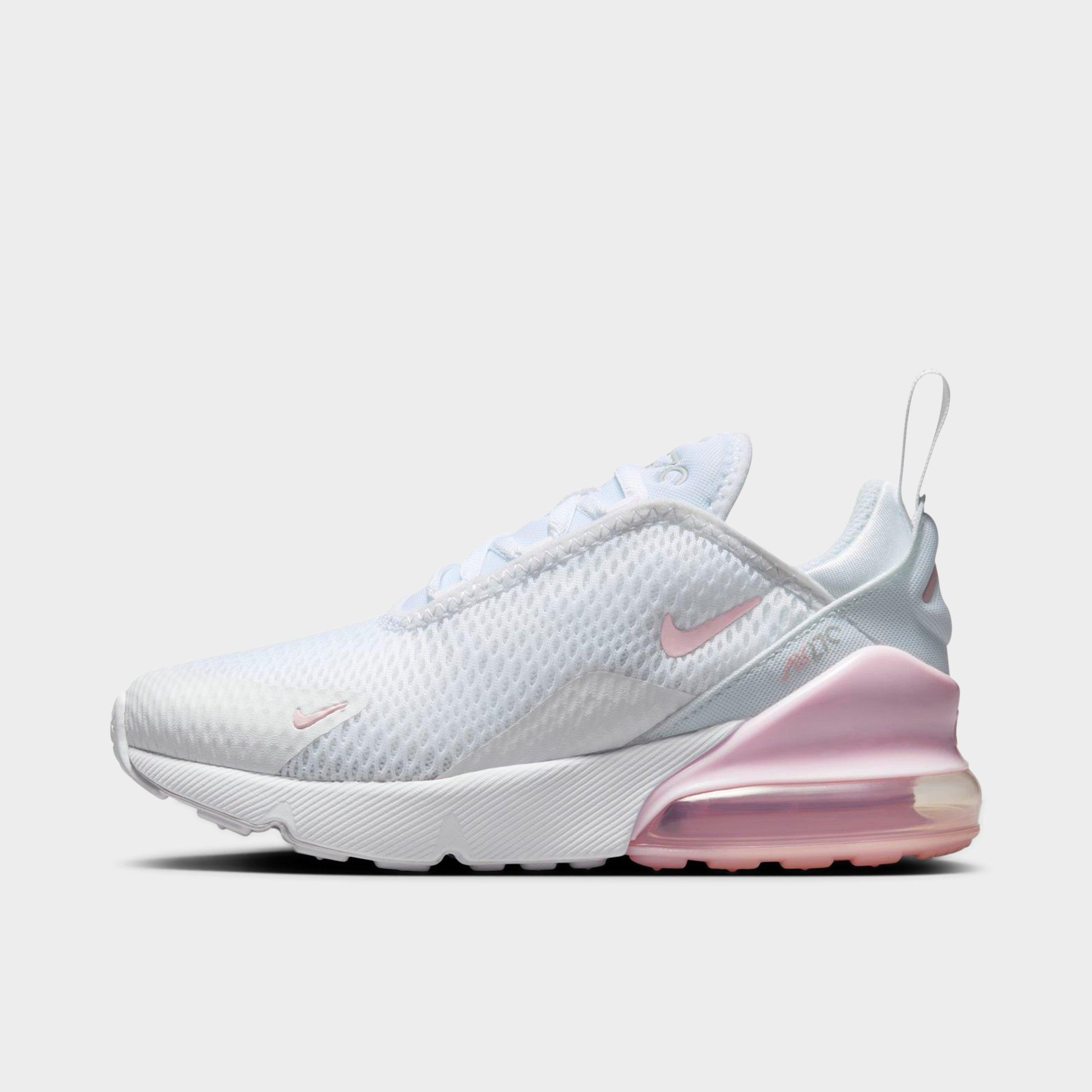 Nike Little Kids Air Max 270 Casual Shoes in WHITE/PINK FOAM-LT S Size: 1