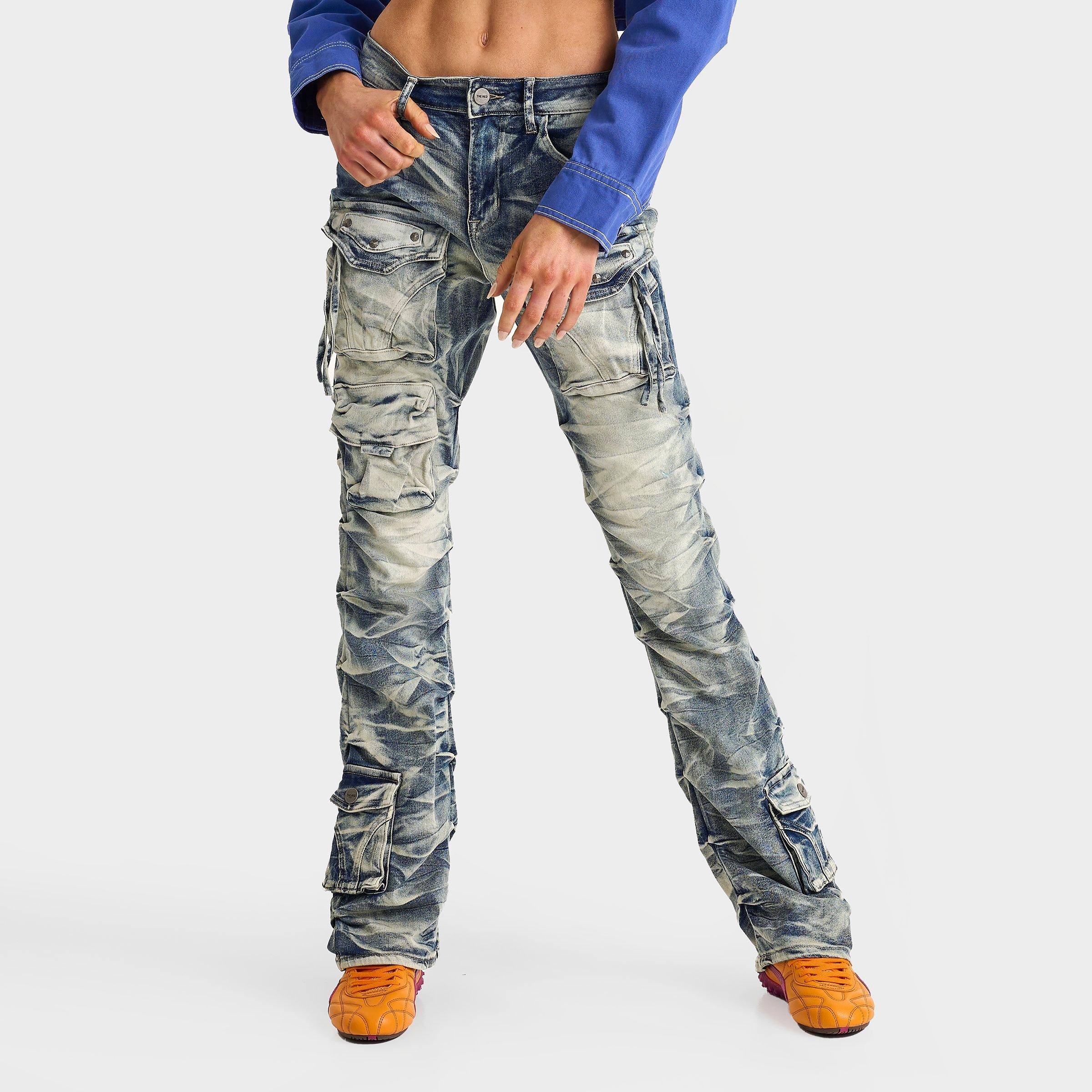 Smoke Rise Women's Ruby High-Rise Stacked Side Pocket Denim Pants in Medium Wash