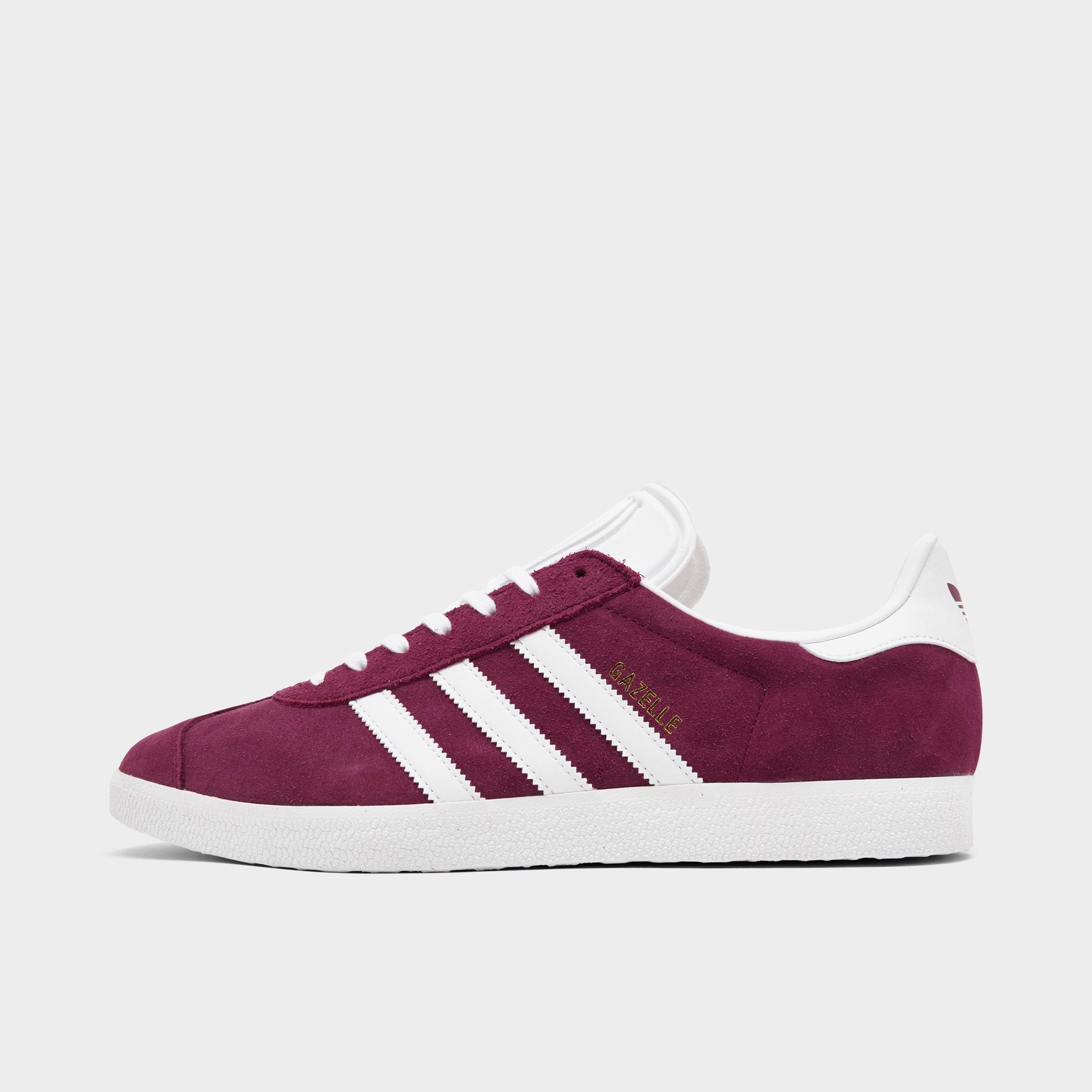 adidas Men's Originals Gazelle Casual Shoes (Big Kids Sizes Available) in Collegiate Burgundy/White/Gold Metallic Size: 7.5