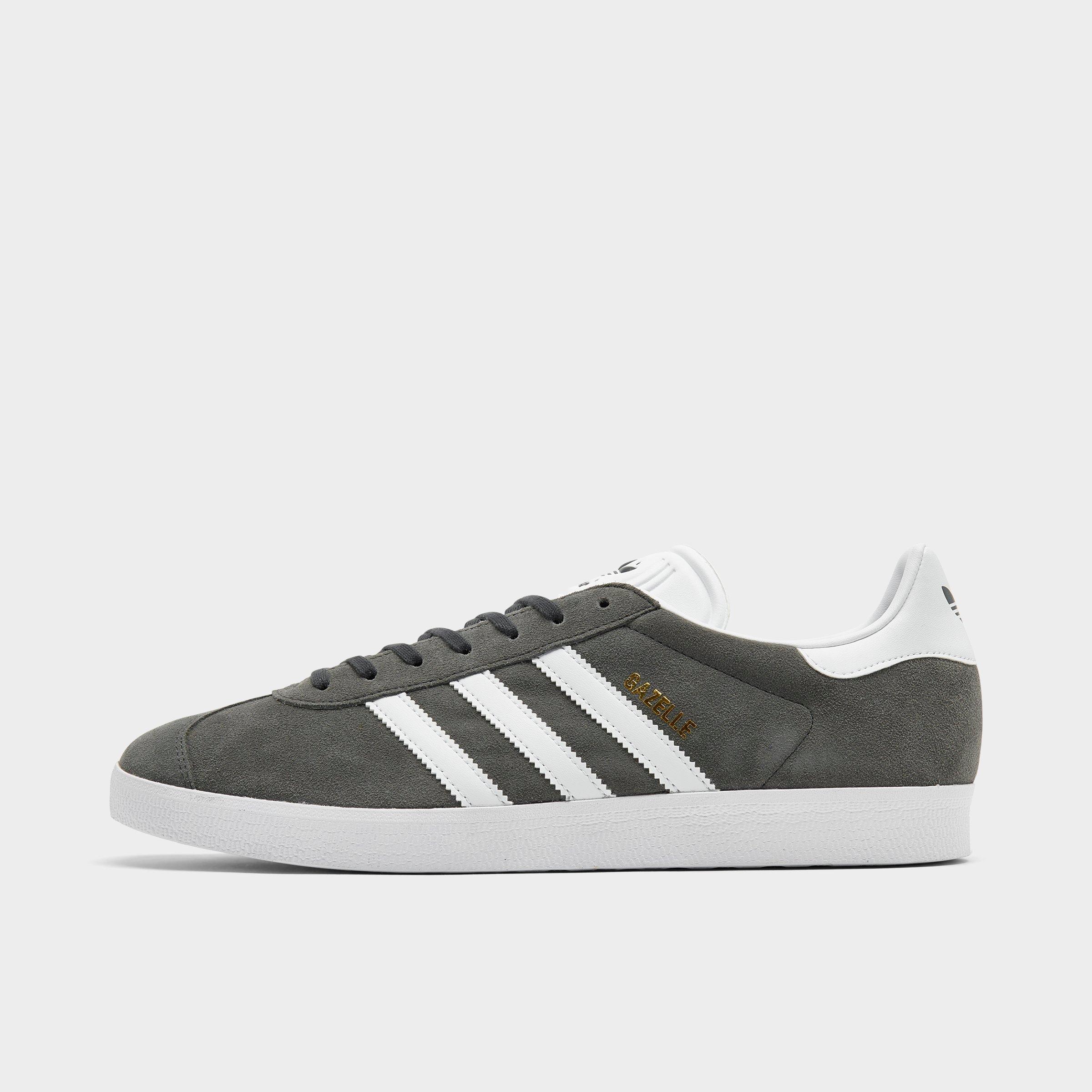 adidas Men's Originals Gazelle Casual Shoes (Big Kids Sizes Available) in Solid Grey/White/Gold Metallic Size: 8.0