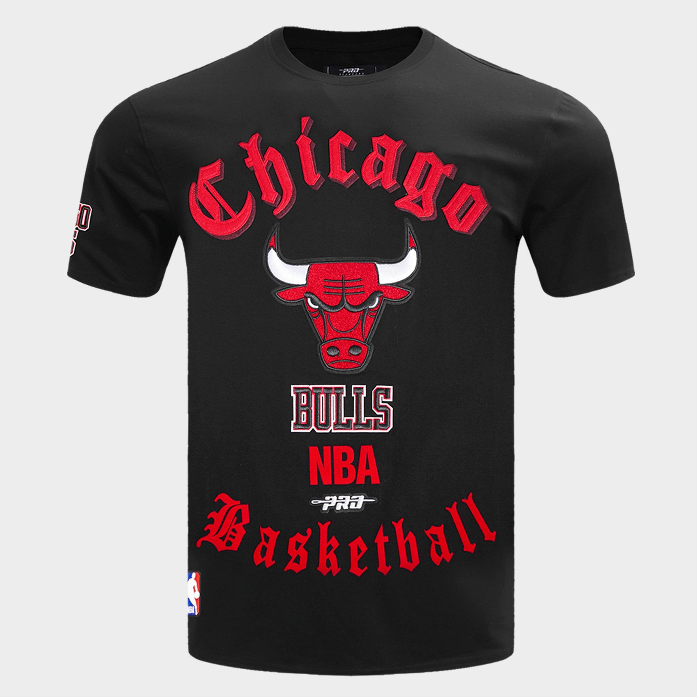 Pro Standard Men's Chicago Bulls NBA Old English T-Shirt in Black Size: Medium