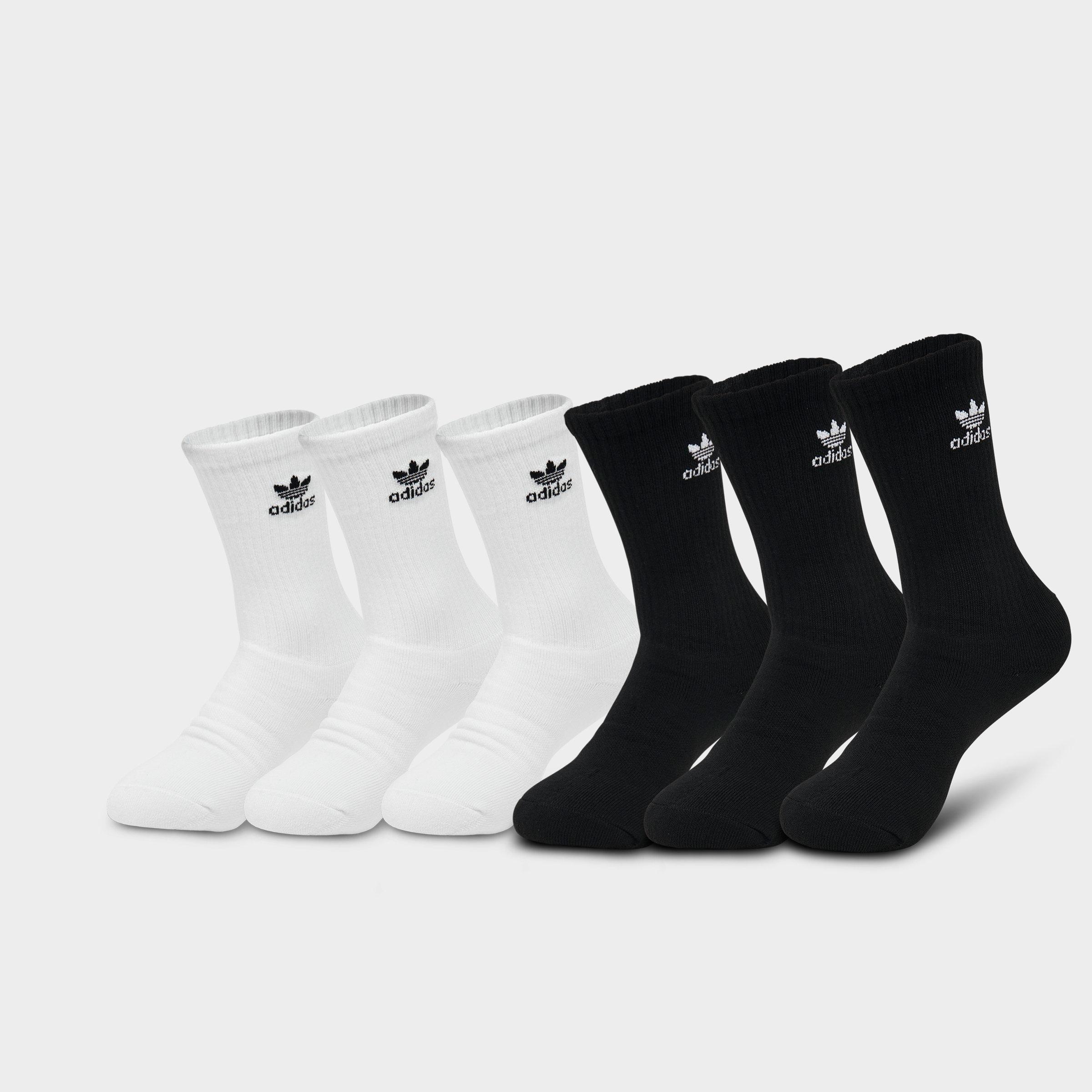 adidas Men's Originals Trefoil Crew Socks (6-Pack) in Black/White Size: Large